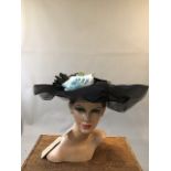 1930s picture hat with silk flowers