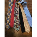 Collection of vintage designer silk ties including Hackett and Liberty