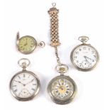 FOUR SILVER POCKET WATCHES