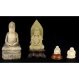 FOUR STATUETTES OF SITTING BUDDHA