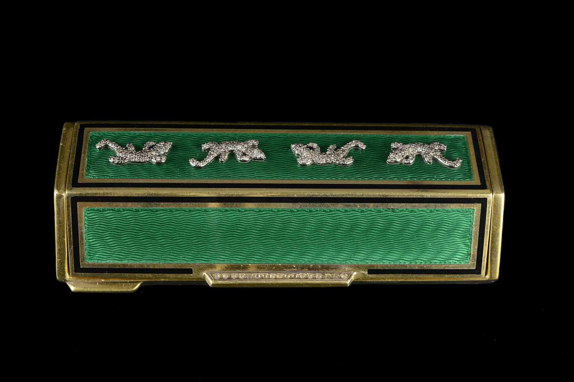 SILVER BOX WITH ENAMELS AND DIAMONDS