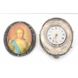 TABLE CLOCK IN A CASE WITH A PORTRAIT OF ELIZABETH PETROVNA