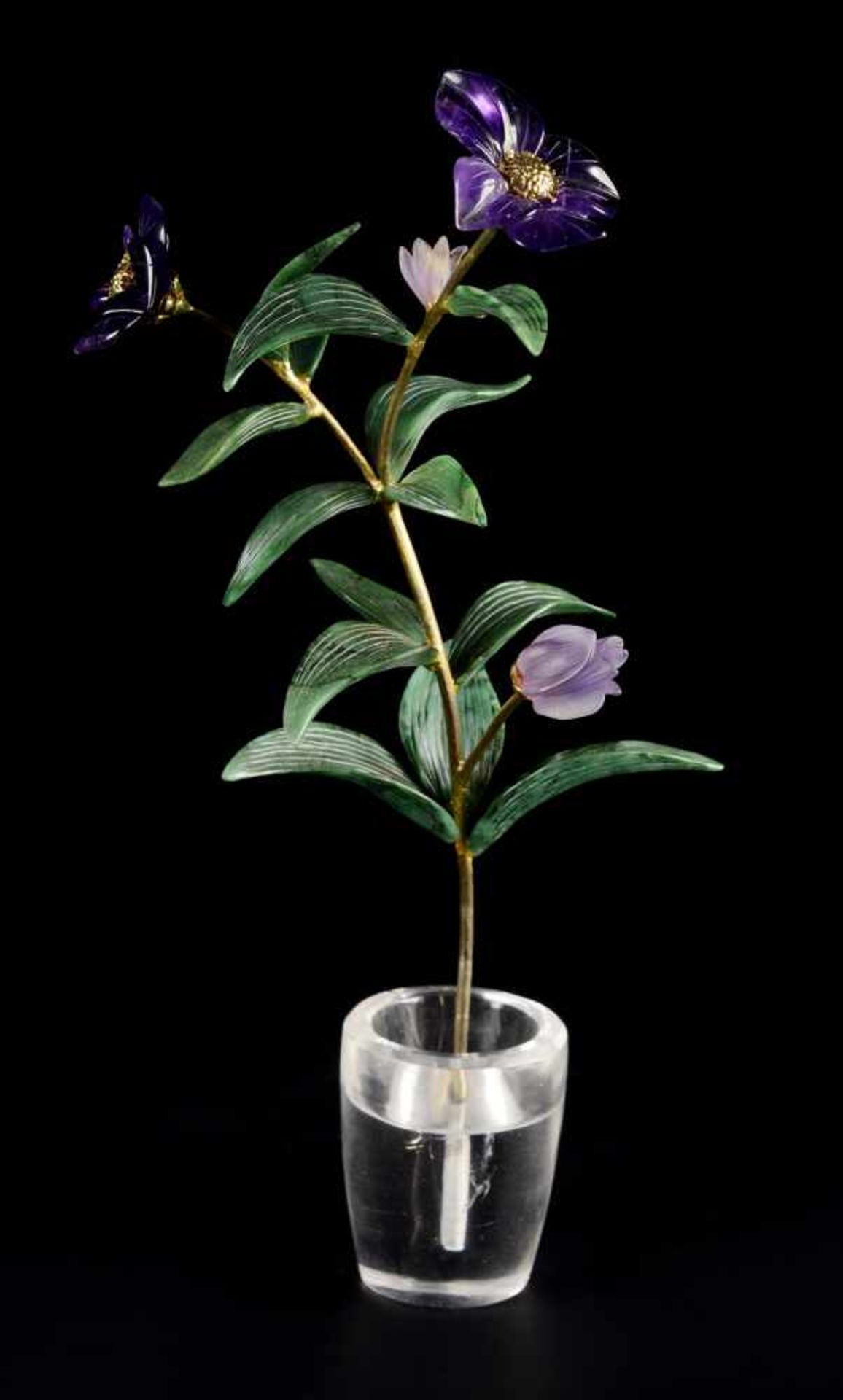 SILVER FLOWER WITH SEMI-PRECIOUS STONES