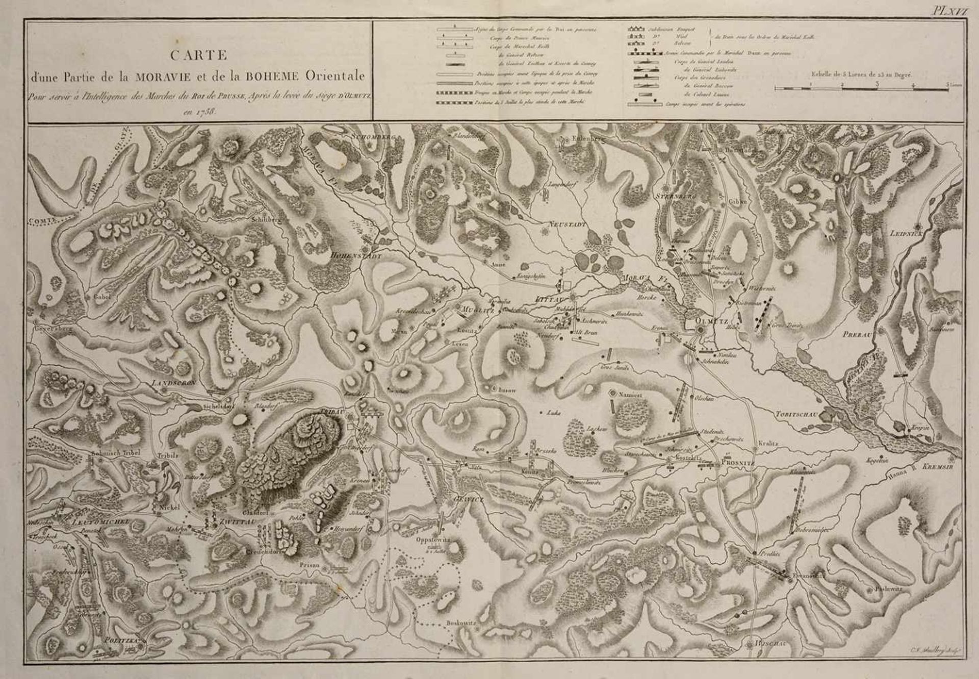 PLAN OF THE BATTLE OF OLOMOUC IN 1758