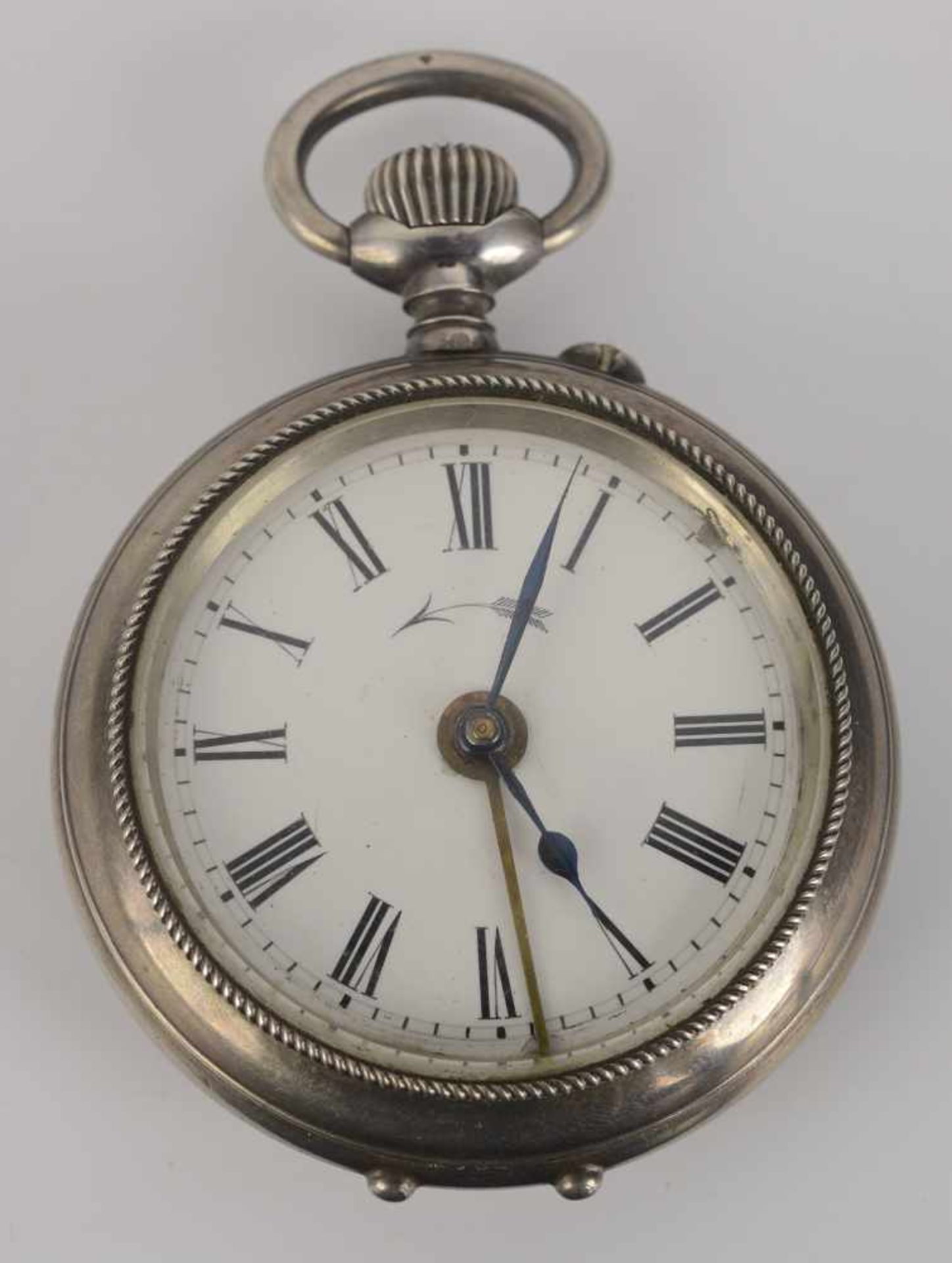 SILVER POCKET WATCH WITH ALARM