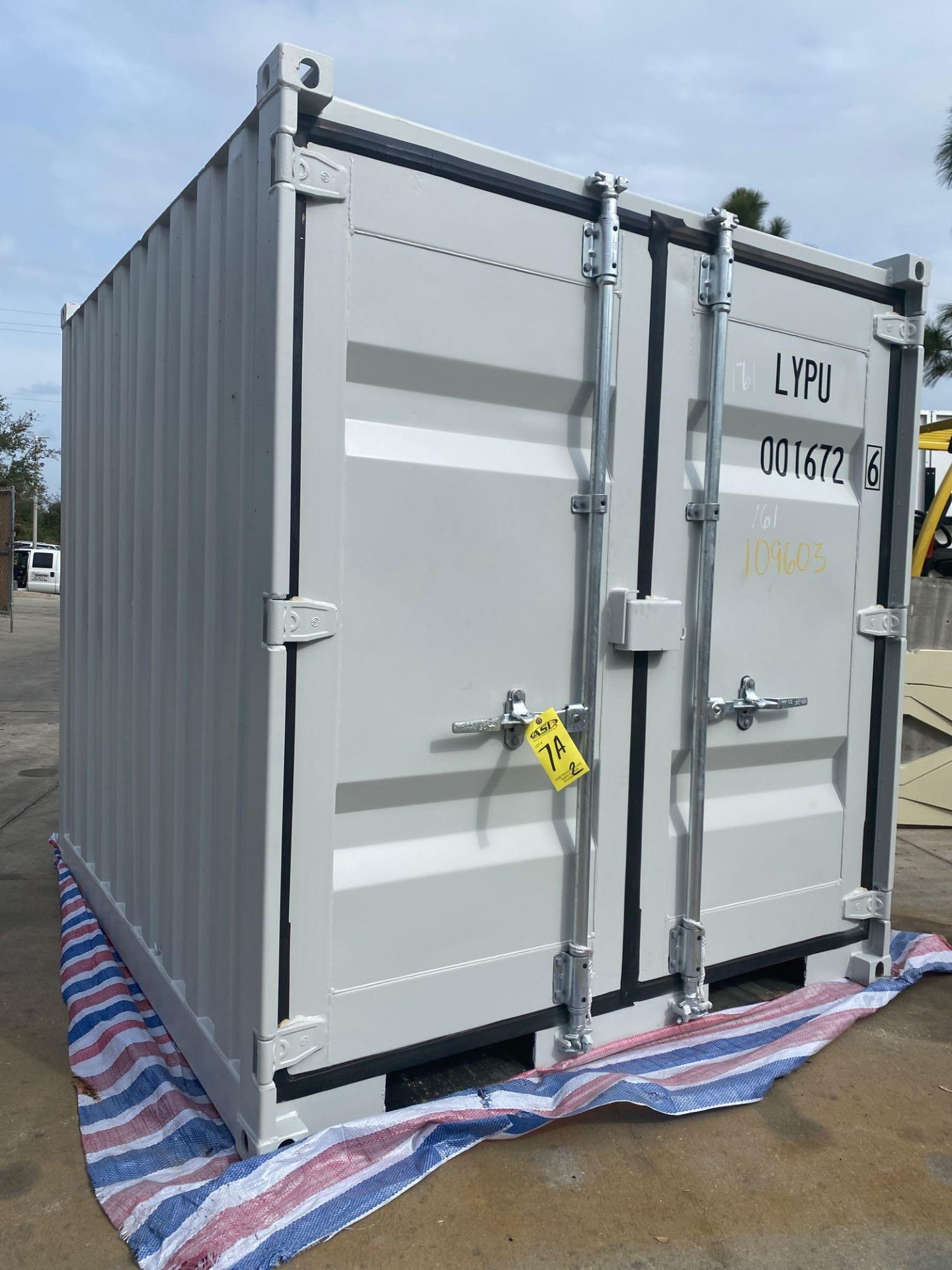 NEW 7' MOBILE OFFICE/ STORAGE CONTAINER, BARN DOORS, SIDE DOOR, WINDOW, FORK POCKETS