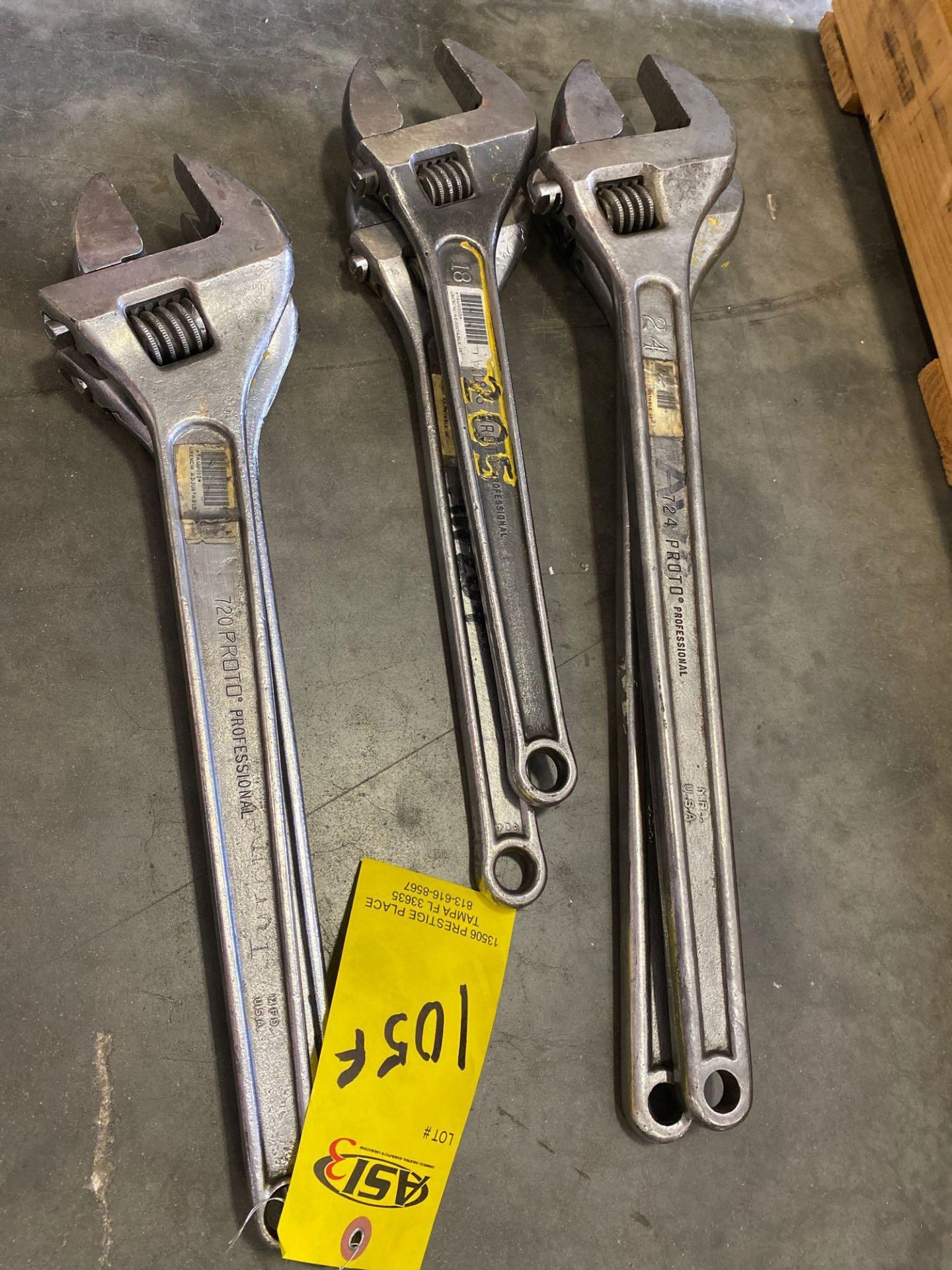 6 PROTO ADJUSTABLE WRENCHES, (2) 24”, (2) 18”, (2) 20”