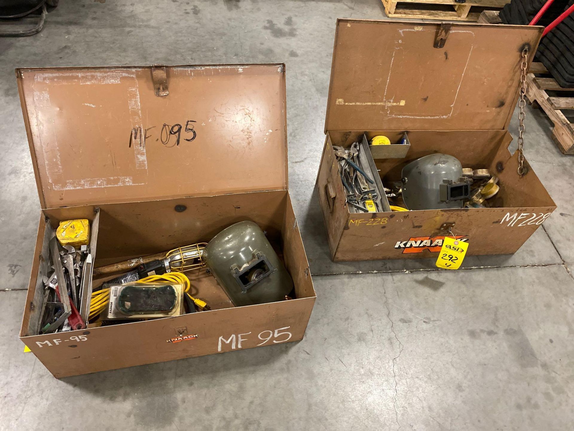 TWO KNACK BOXES WITH WELDING SUPPLIES