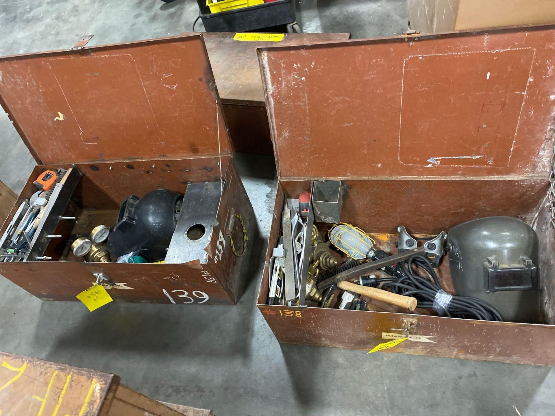 TWO KNACK BOXES WITH WELDING SUPPLIES