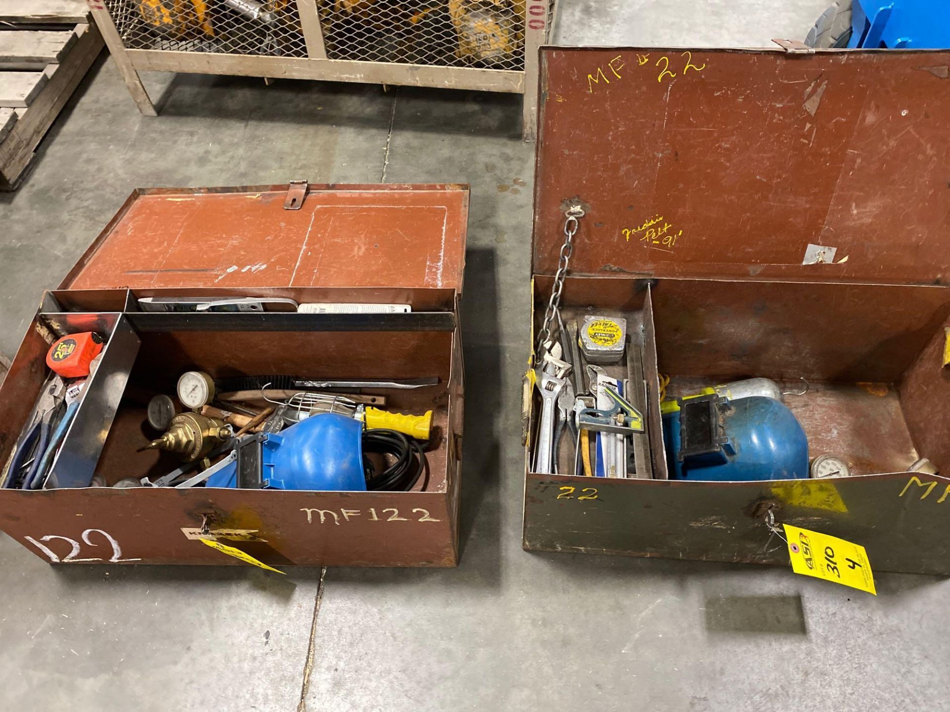TWO KNACK BOXES WITH WELDING SUPPLIES