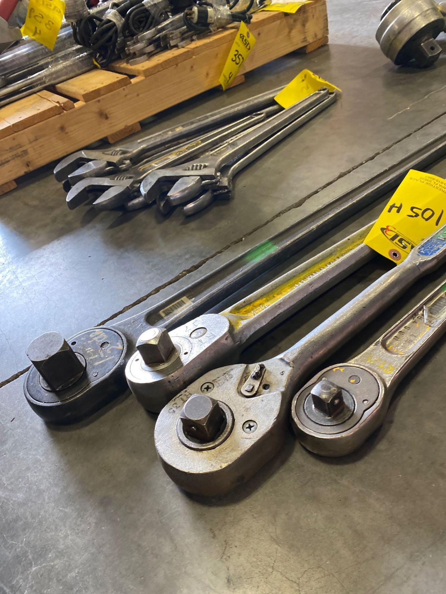 LARGE RATCHETS, (1) 1 1/2” ARMSTRONG, (1) 1” WILLIAMS SUPERRATCHET, (1) 1” PROTO 5849, (1) 3/4” ARMS - Image 2 of 3