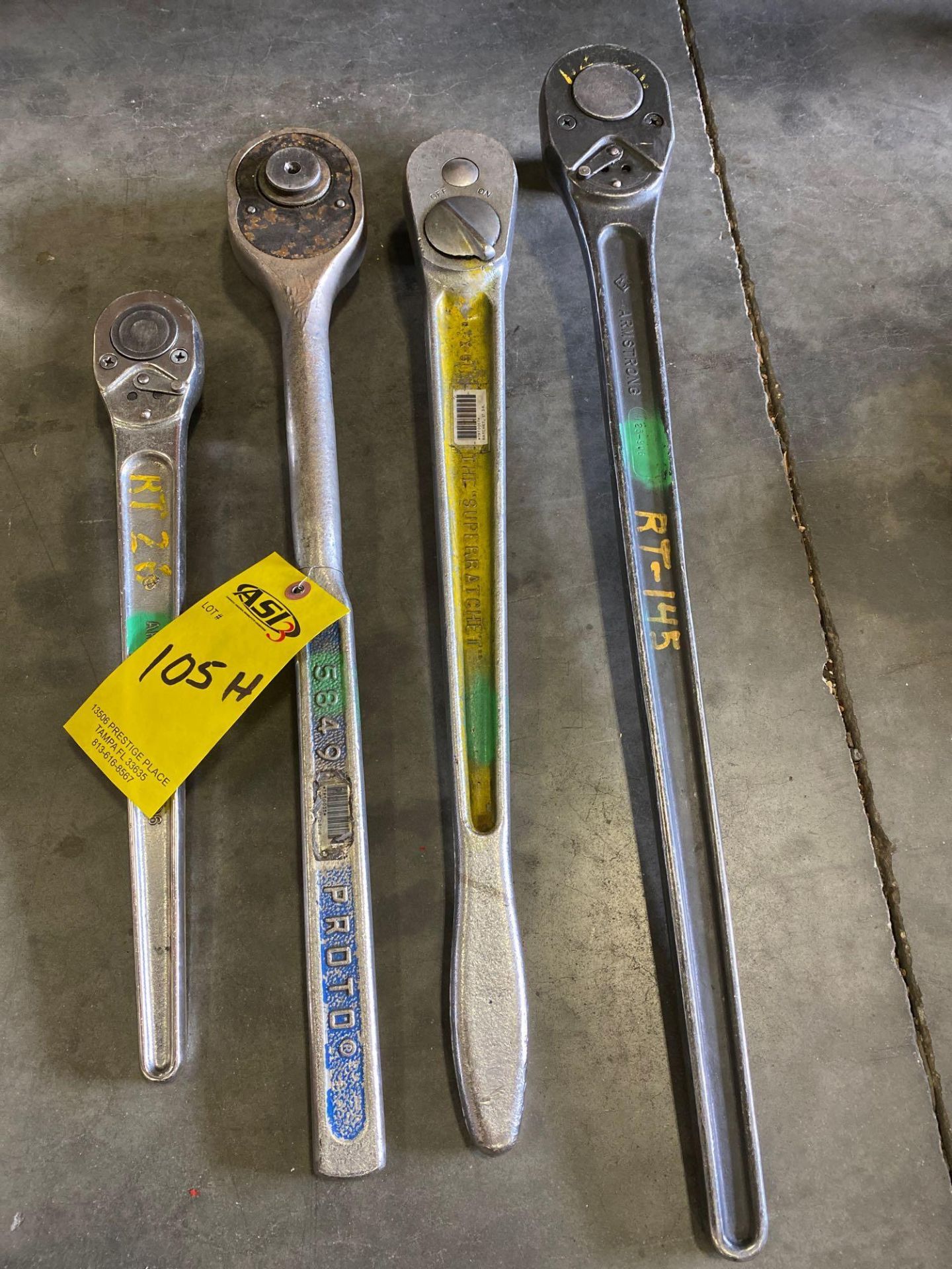 LARGE RATCHETS, (1) 1 1/2” ARMSTRONG, (1) 1” WILLIAMS SUPERRATCHET, (1) 1” PROTO 5849, (1) 3/4” ARMS - Image 3 of 3