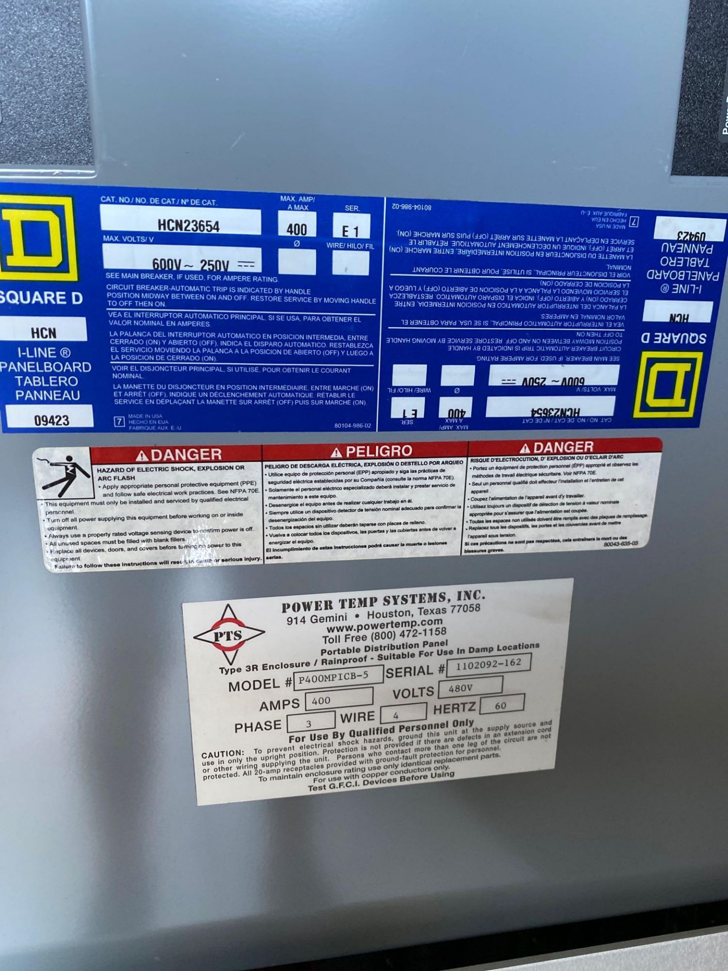 POWER TEMP POWER DISTRIBUTION CENTER, MODEL P400MPICB-5, 400 AMP, LIKE NEW - Image 13 of 16