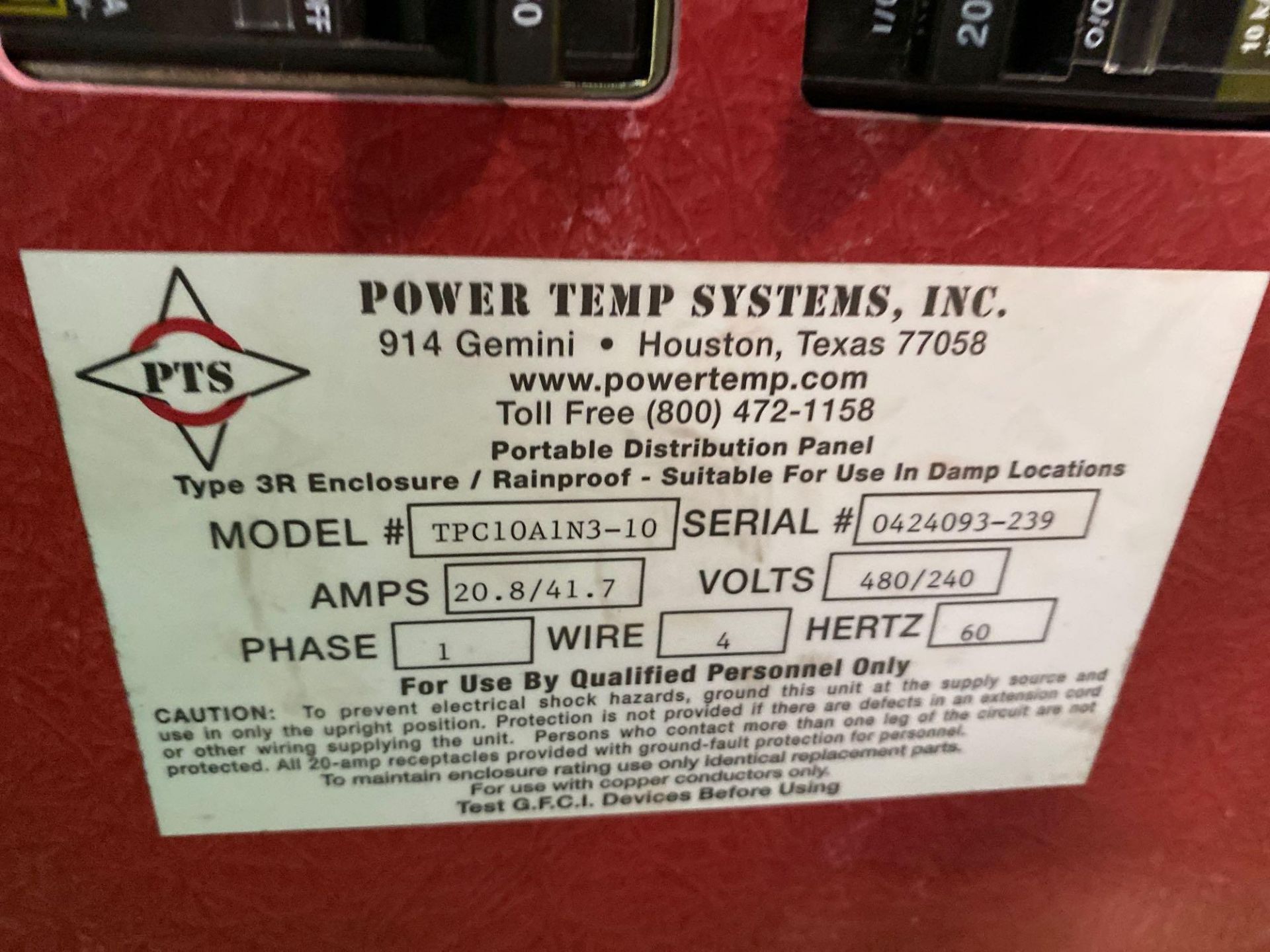 POWER TEMP SYSTEMS, INC POWER DISTRIBUTION CART, TESTED - Image 8 of 10