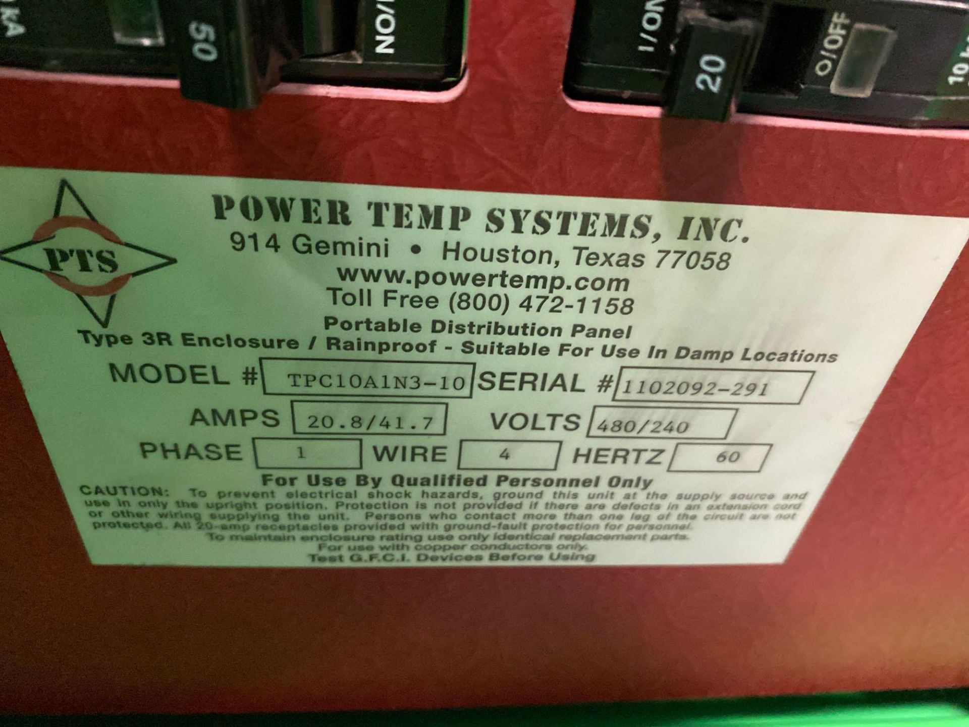 POWER TEMP SYSTEMS, INC POWER DISTRIBUTION CART, TESTED - Image 10 of 14