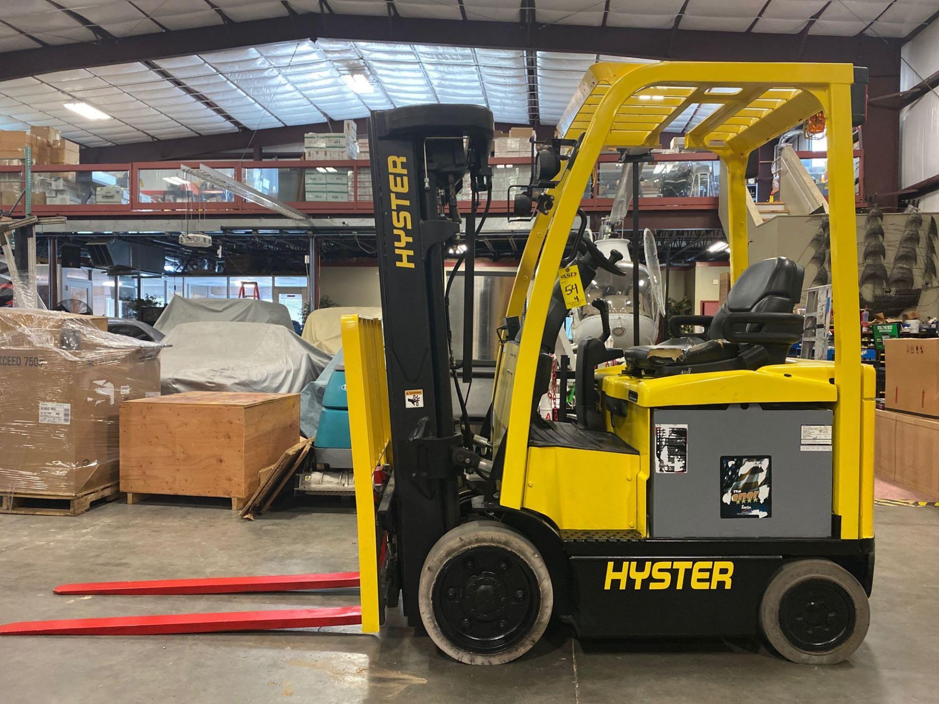 2011 HYSTER E50XN-27 ELECTRIC FORKLIFT, APPROX 5,000 LB CAPACITY, 240.2" HEIGHT CAPACITY, TILT, SIDE