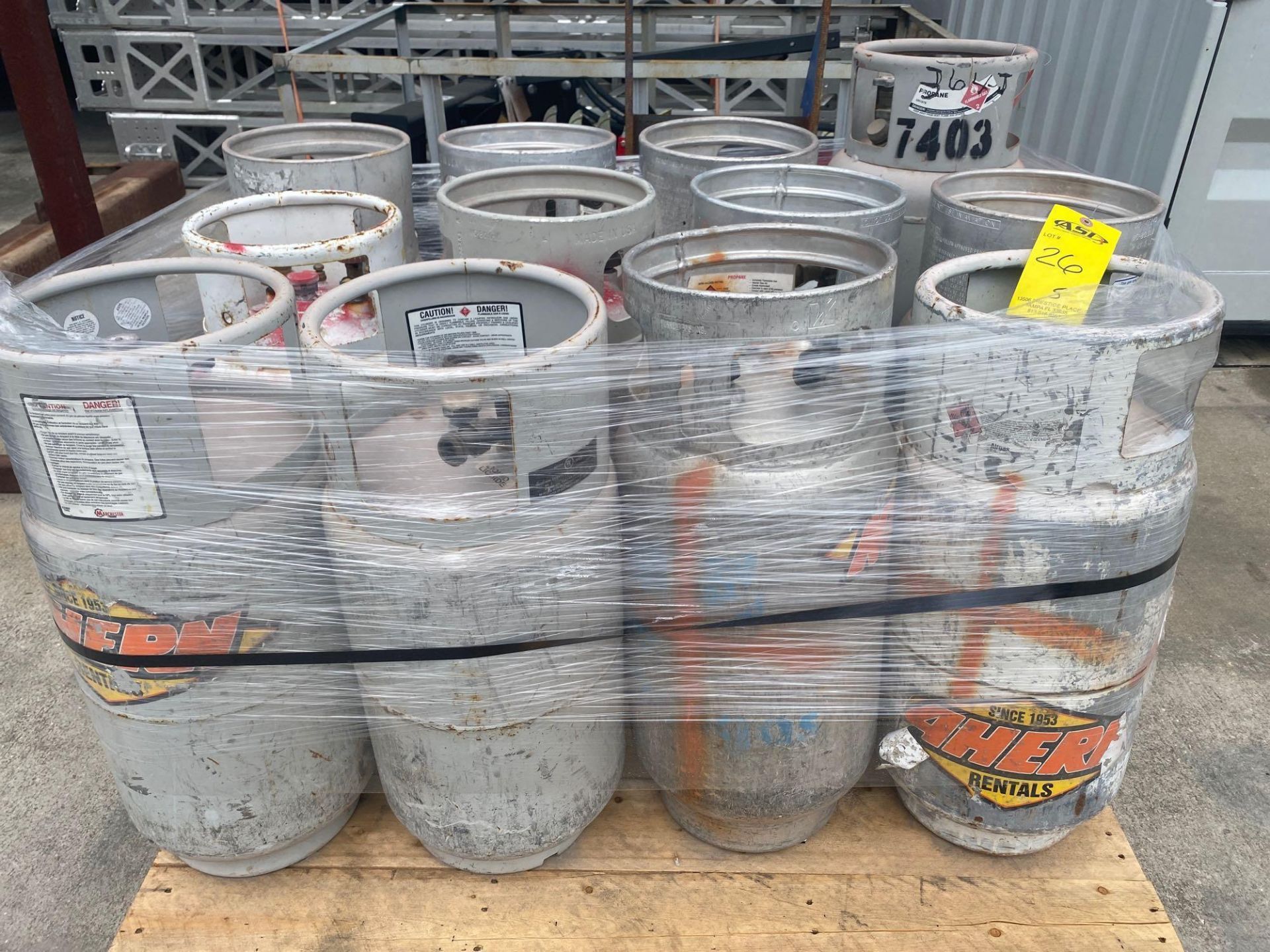 PALLET OF PROPANE TANKS, ALUMINUM AND STEEL