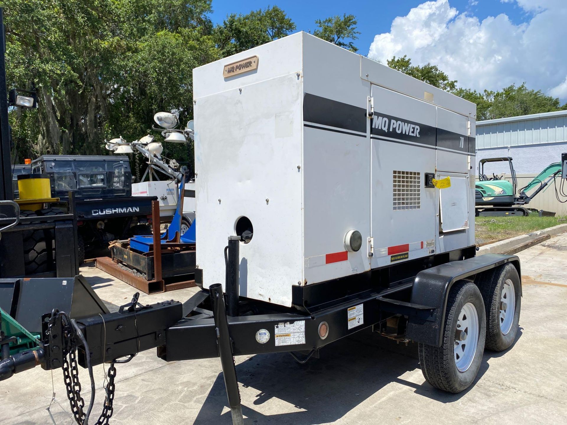 MQ POWER DB-0831J2 TRAILER MOUNTED GENERATOR, JOHN DEERE DIESEL, 70 KVA/ 56KW, RUNS AND OPERATES