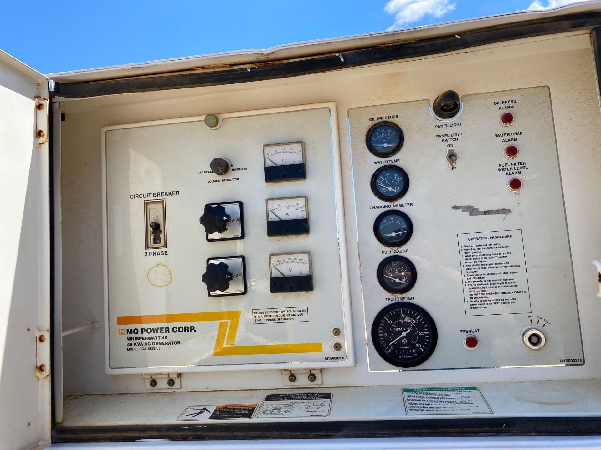 MQ POWER DIESEL TRAILER MOUNTED GENERATOR, 45KVA/36KW, MODEL DB-050112, RUNS AND OPERATES - Image 11 of 12