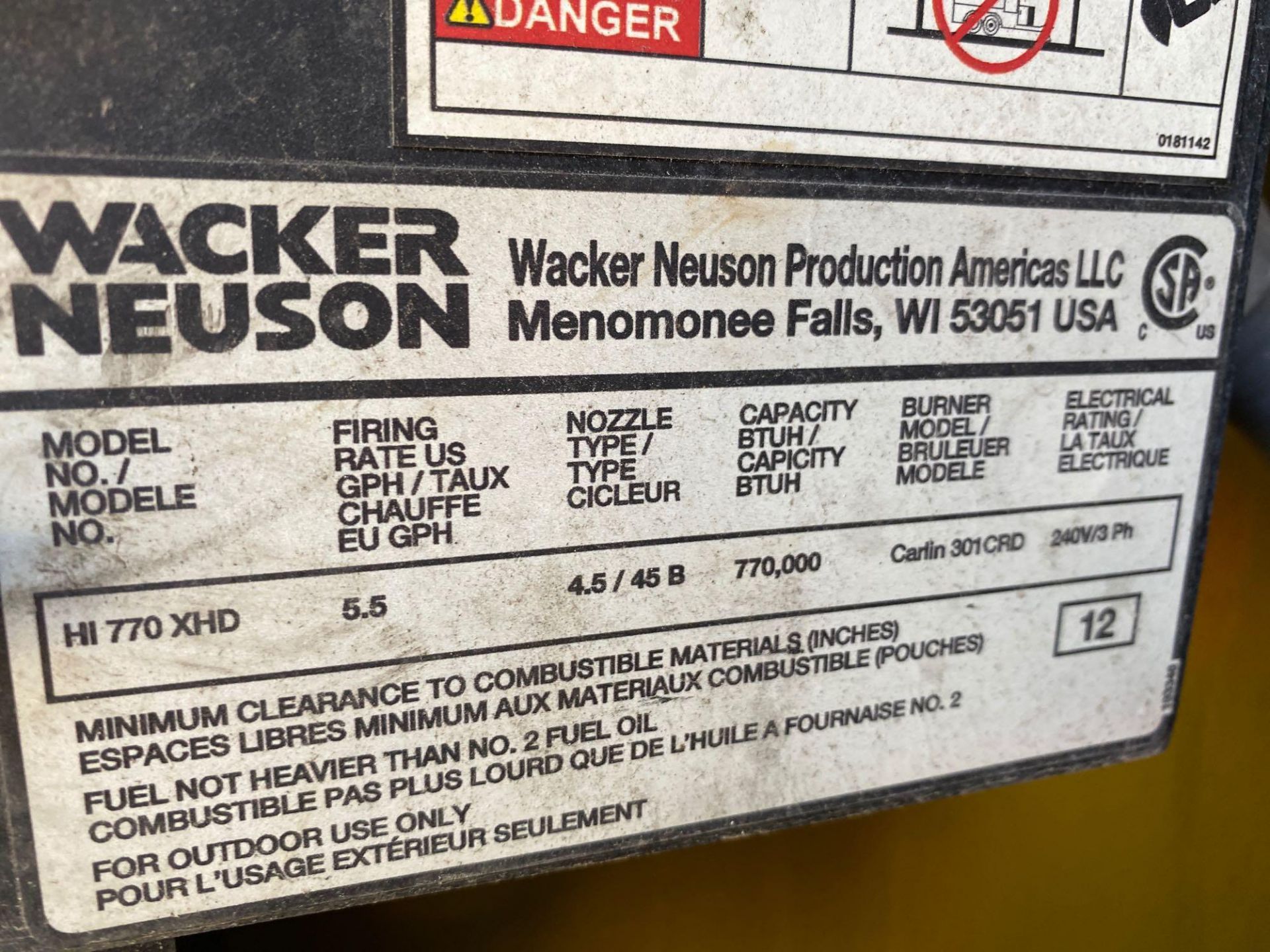 2011 WACKER NEUSON HI770 XHD INDUSTRIAL HEATER/GENERATOR, RUNS AND OPERATES - Image 11 of 13