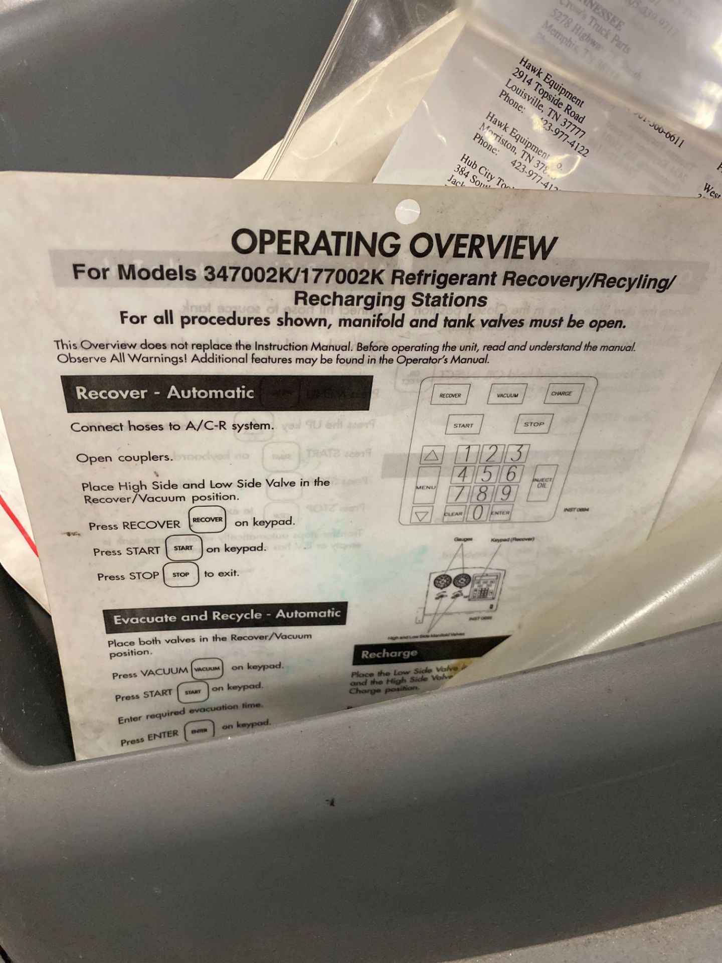 SPX ROBINAIR COOLTECH 700 R-134a REFRIGERANT RECOVERY/RECYCLING/RECHARGING STATION - Image 7 of 7