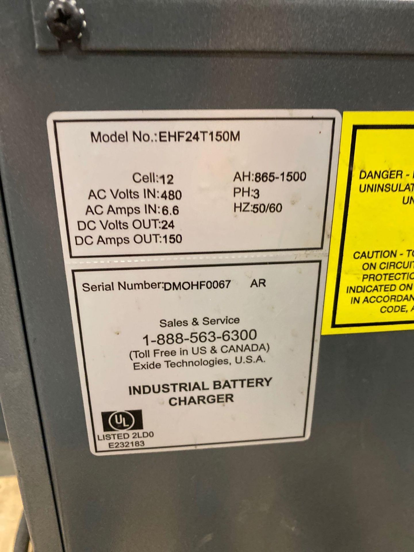 EXIDE EHF MOUNTABLE BATTERY CHARGER MODEL EHF24T150M, 24V - Image 6 of 6