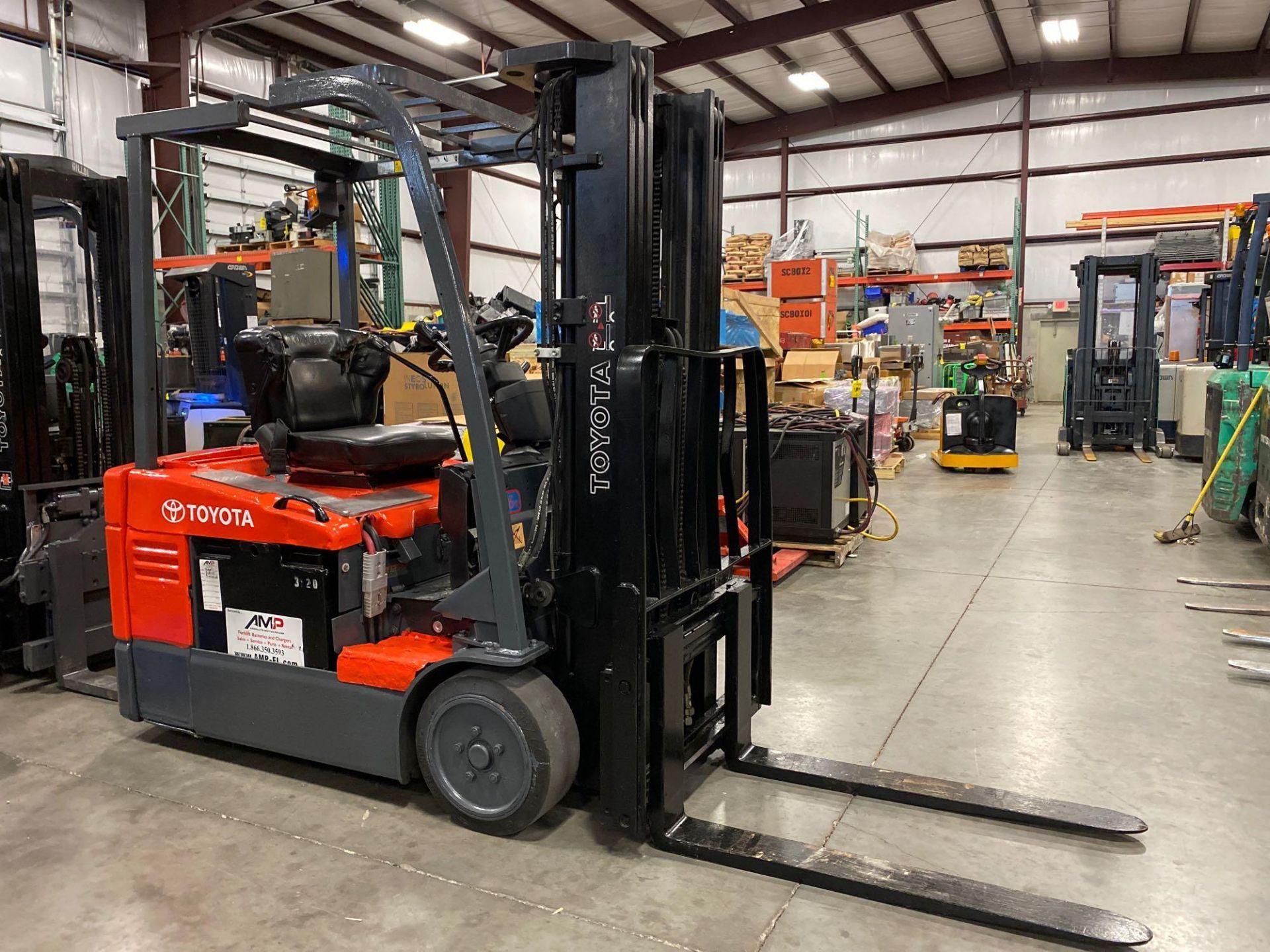 2008 TOYOTA ELECTRIC FORKLIFT MODEL 7FBEU15, 3,000 LB CAPACITY, 170.5" HEIGHT CAPACITY, TILT, SIDE S