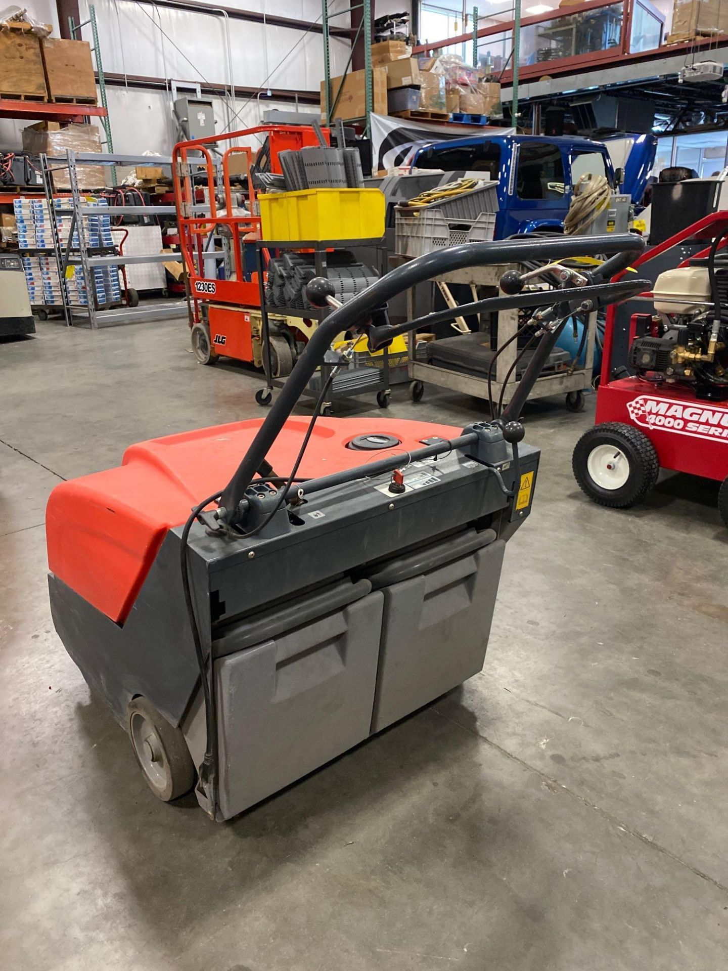 POWERBOSS COLLECTOR 34 WALK BEHIND ELECTRIC FLOOR SWEEPER, RUNS AND OPERATES - Image 11 of 14