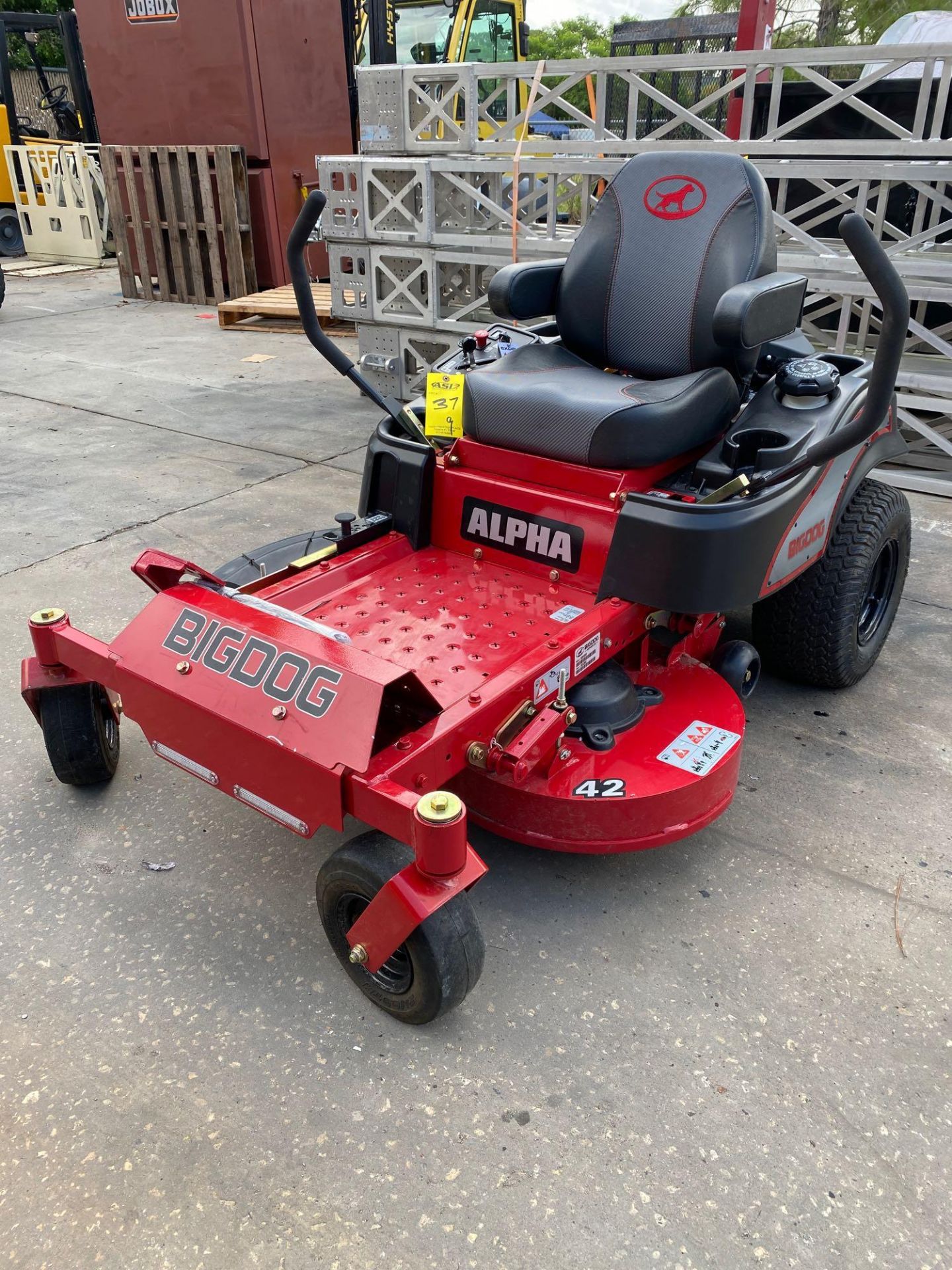 UNUSED 42” ALPHA BIG DOG ZERO TURN MOWER, KAWASAKI GAS ENGINE, LED LIGHTING, RUNS AND OPERATES