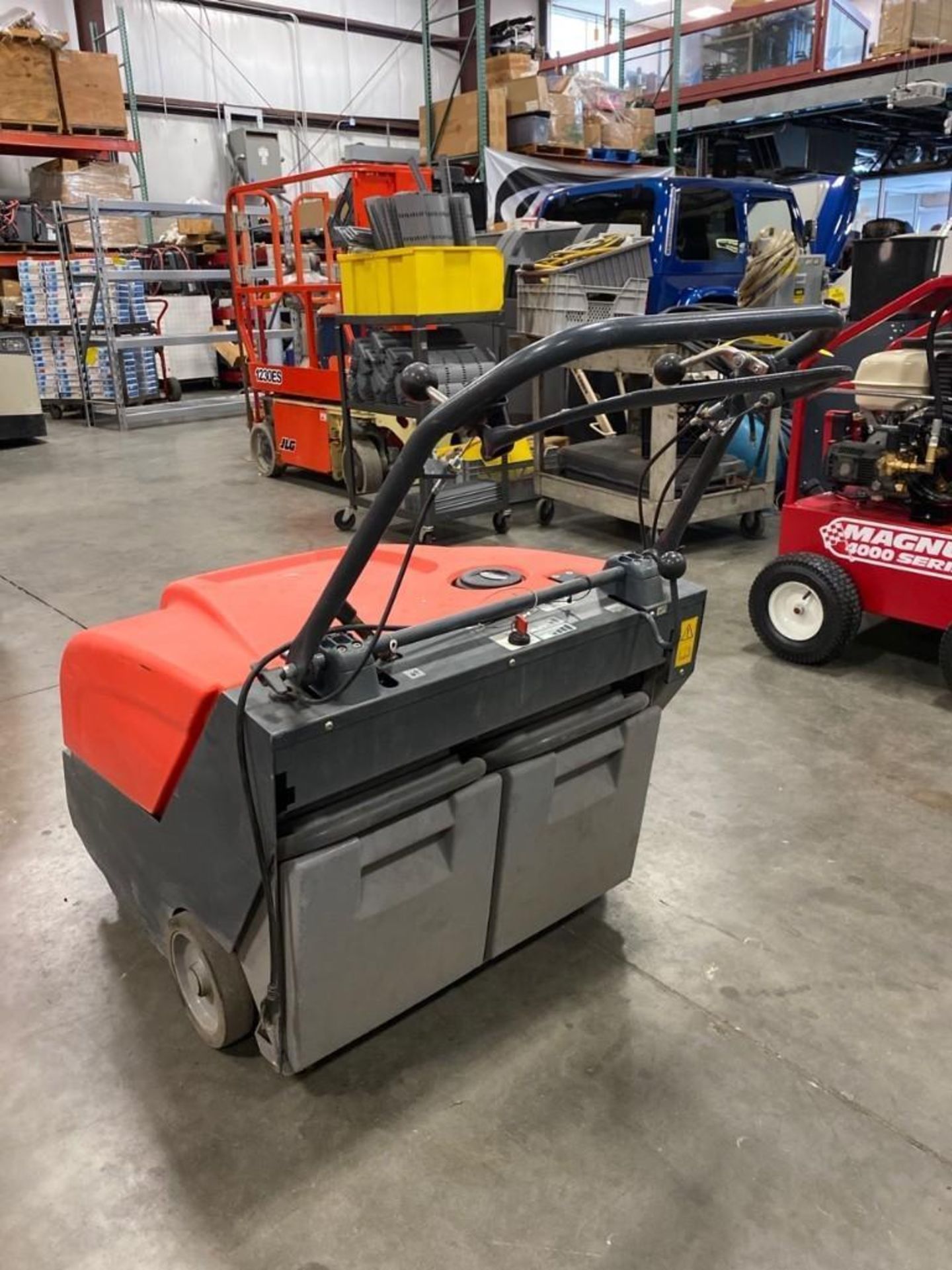 POWERBOSS COLLECTOR 34 WALK BEHIND ELECTRIC FLOOR SWEEPER, RUNS AND OPERATES - Image 6 of 14