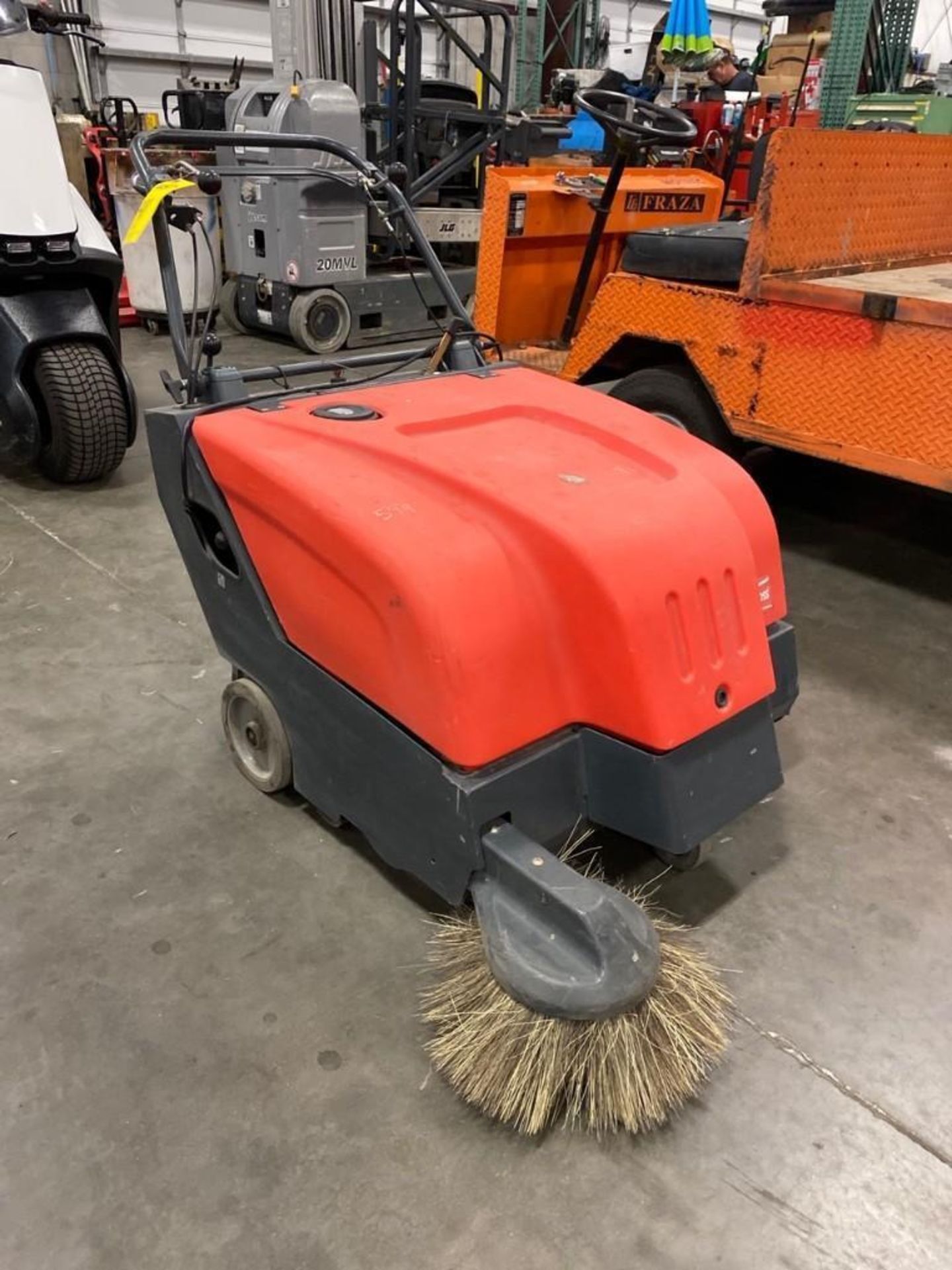 POWERBOSS COLLECTOR 34 WALK BEHIND ELECTRIC FLOOR SWEEPER, RUNS AND OPERATES
