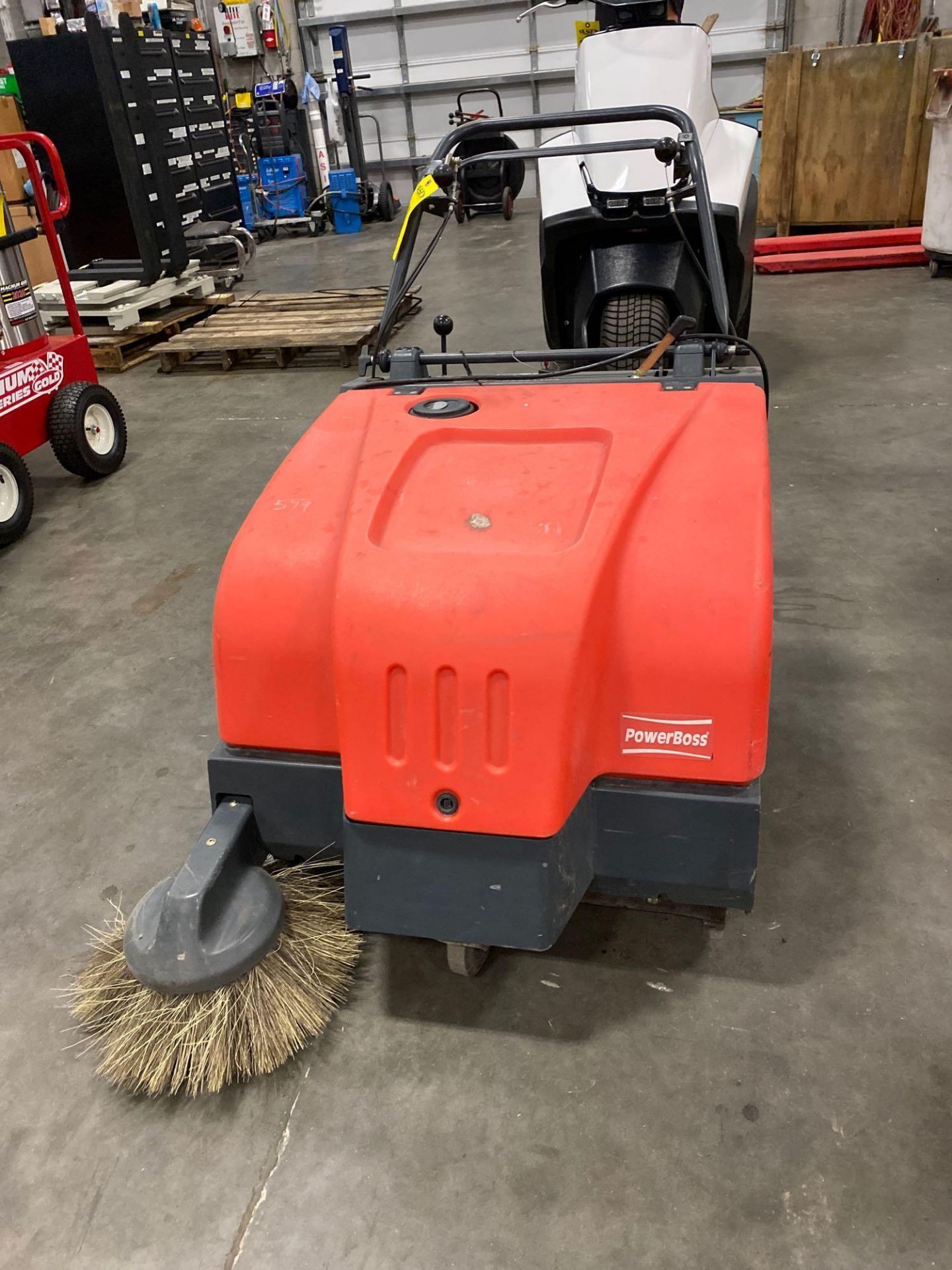 POWERBOSS COLLECTOR 34 WALK BEHIND ELECTRIC FLOOR SWEEPER, RUNS AND OPERATES - Image 9 of 14