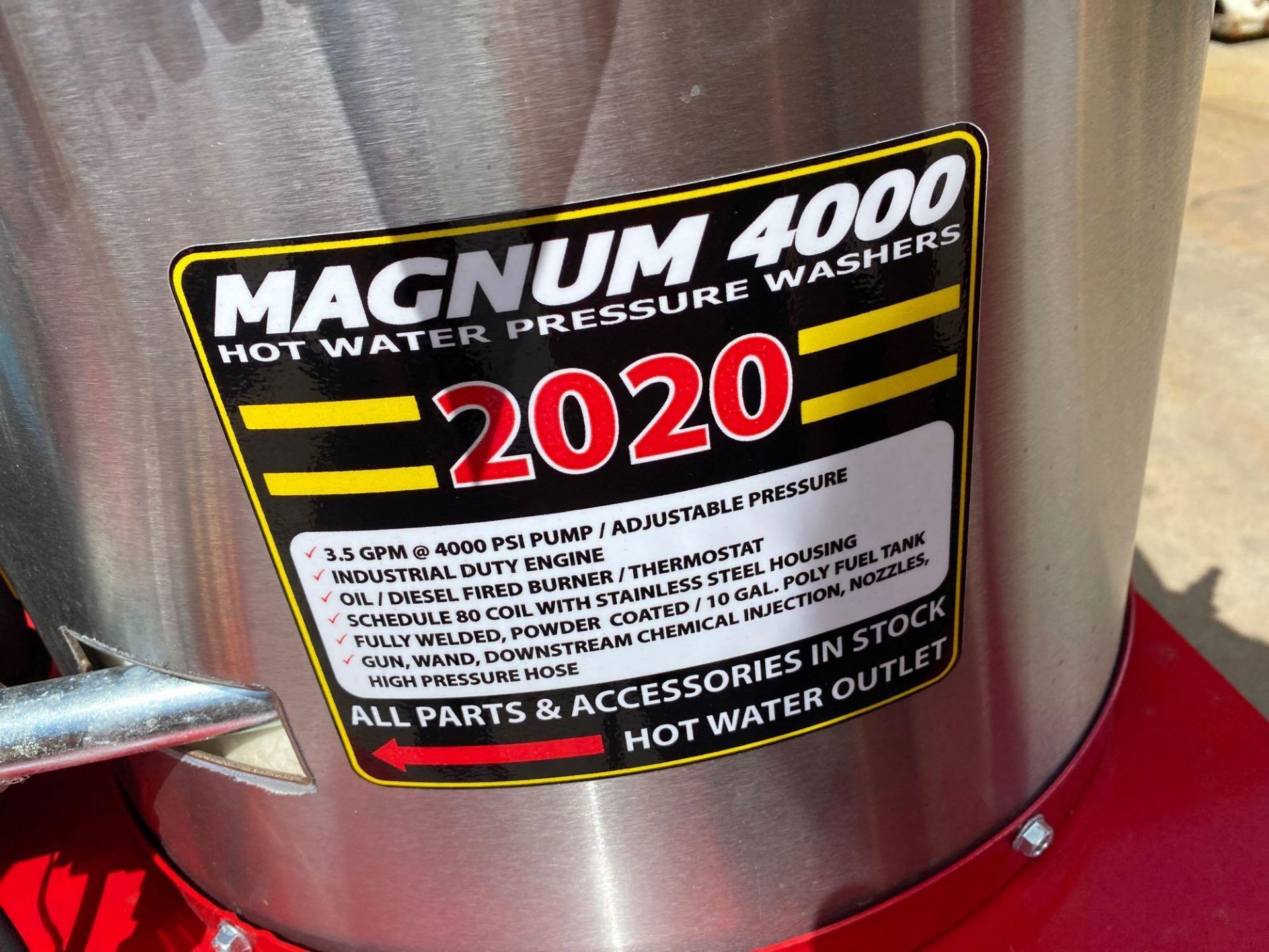 2020 UNUSED MAGNUM 4000 HEATED PRESSURE WASHER, ELECTRIC START, 4,000 PSI - Image 10 of 12