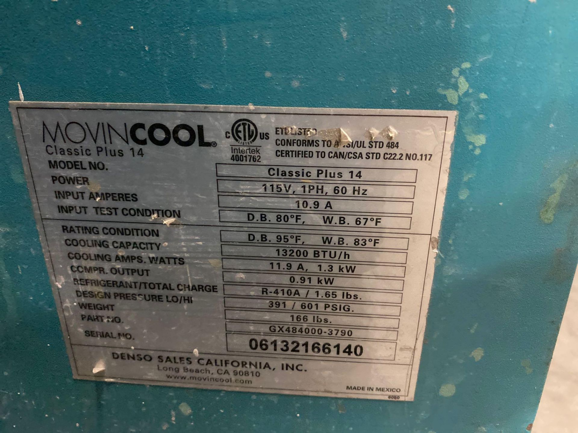 MOVIN COOL CLASSIC PLUS 14, FAN/A/C, PORTABLE, POWERS ON, BLOWS COLD - Image 3 of 3