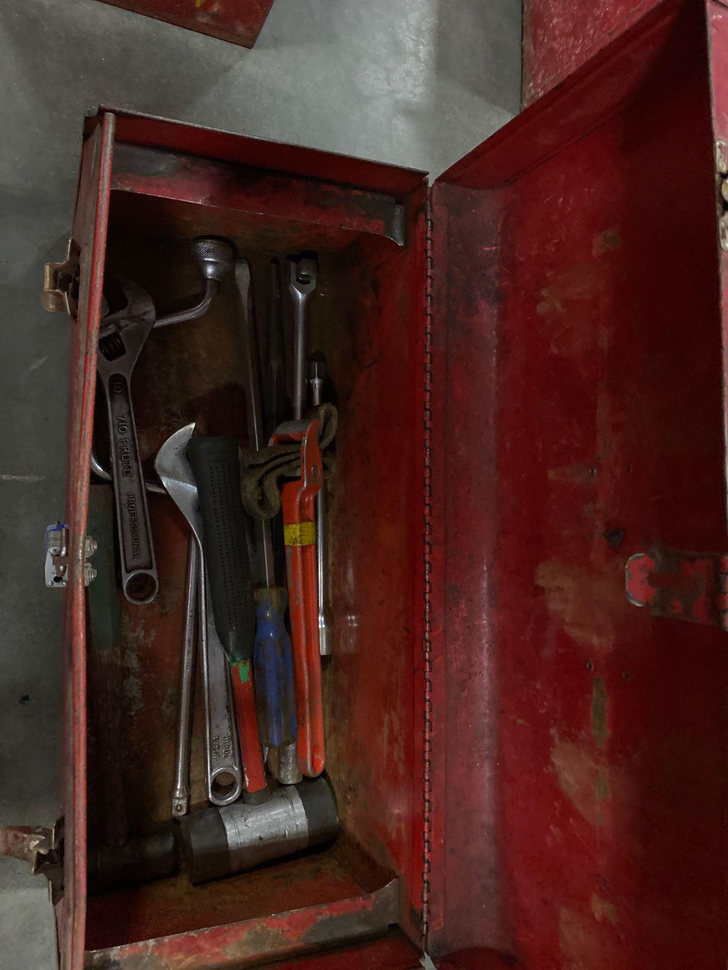4 PROTO STYLE TOOL BOXES FULL OF PROTO COMBINATION WRENCHES, HAMMERS, PLIERS AND MORE TOOLS - Image 7 of 9