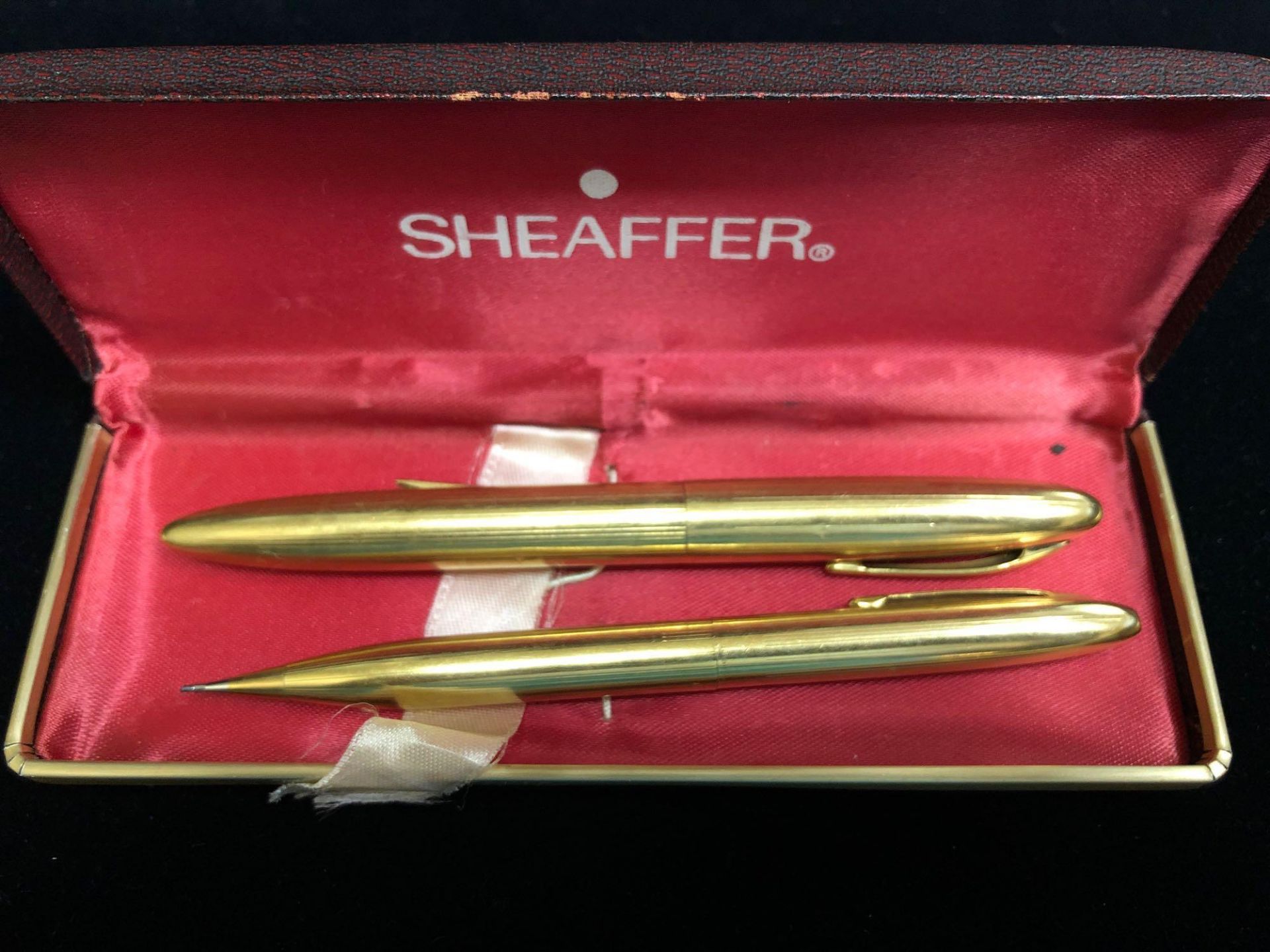 14K GOLD SHEAFFER PEN AND PENCIL SET IN BOX