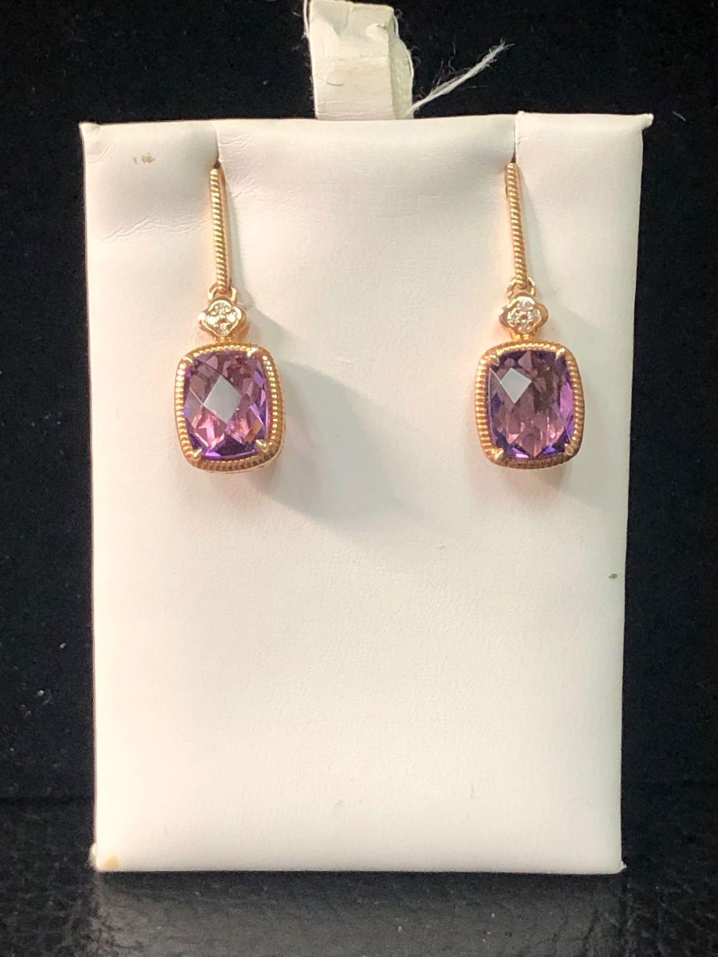 AMETHYST AND .05CT DIAMOND EARRINGS 14KT ROSE GOLD - Image 3 of 5