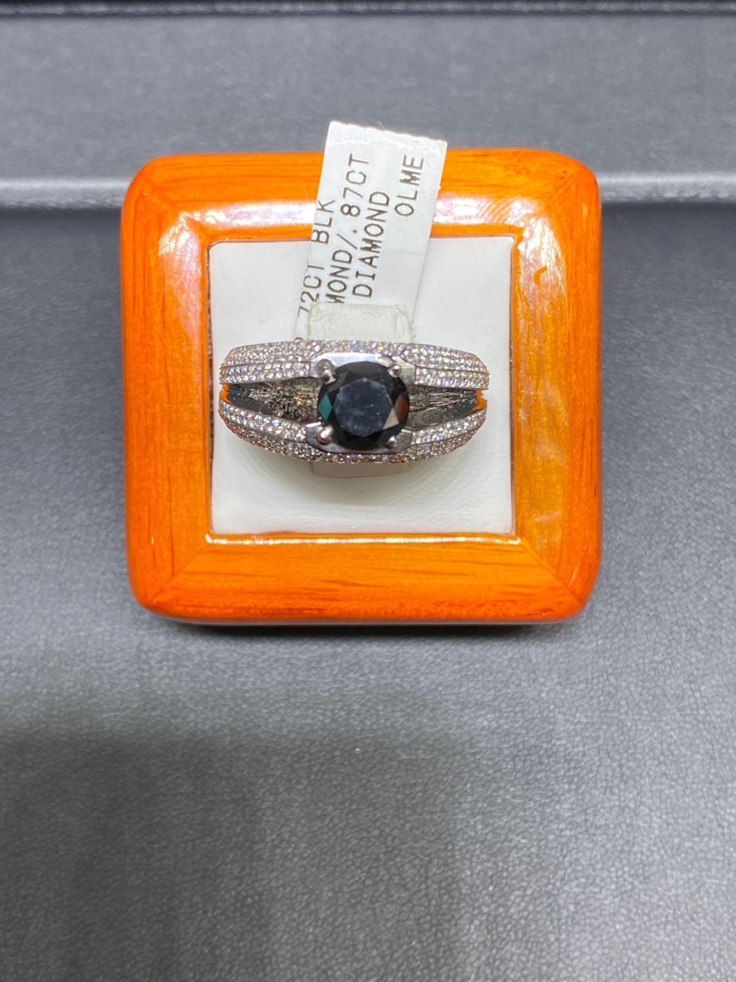 MENS 2.27CT BLACK DIAMOND .87CT DIAMOND RING 18K