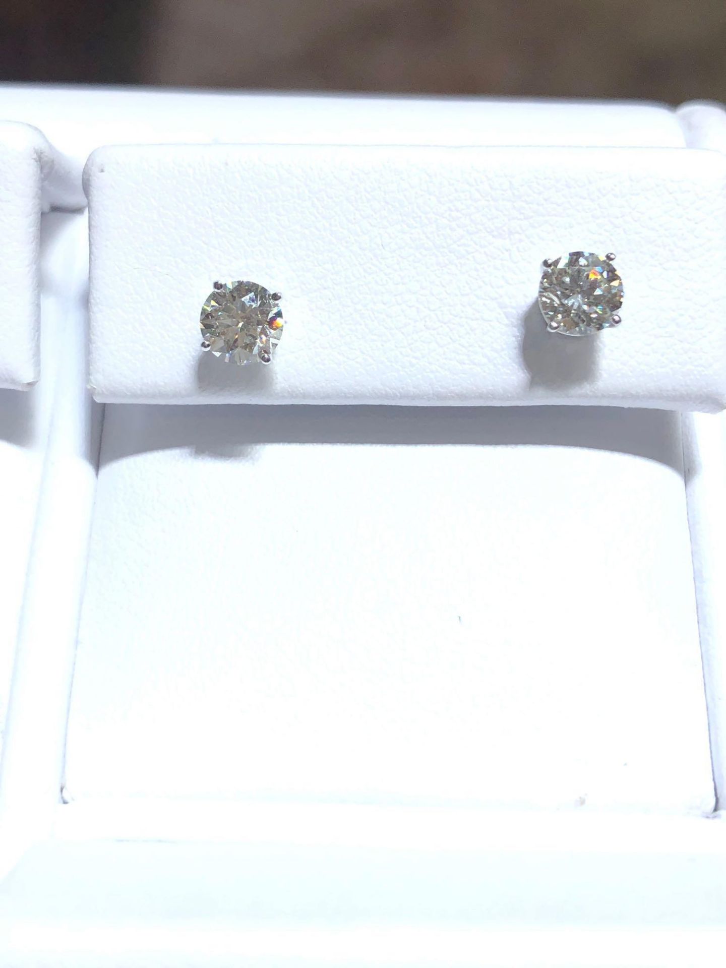 1.00CT ROUND DIAMOND STUD EARRINGS 14KT WHITE GOLD