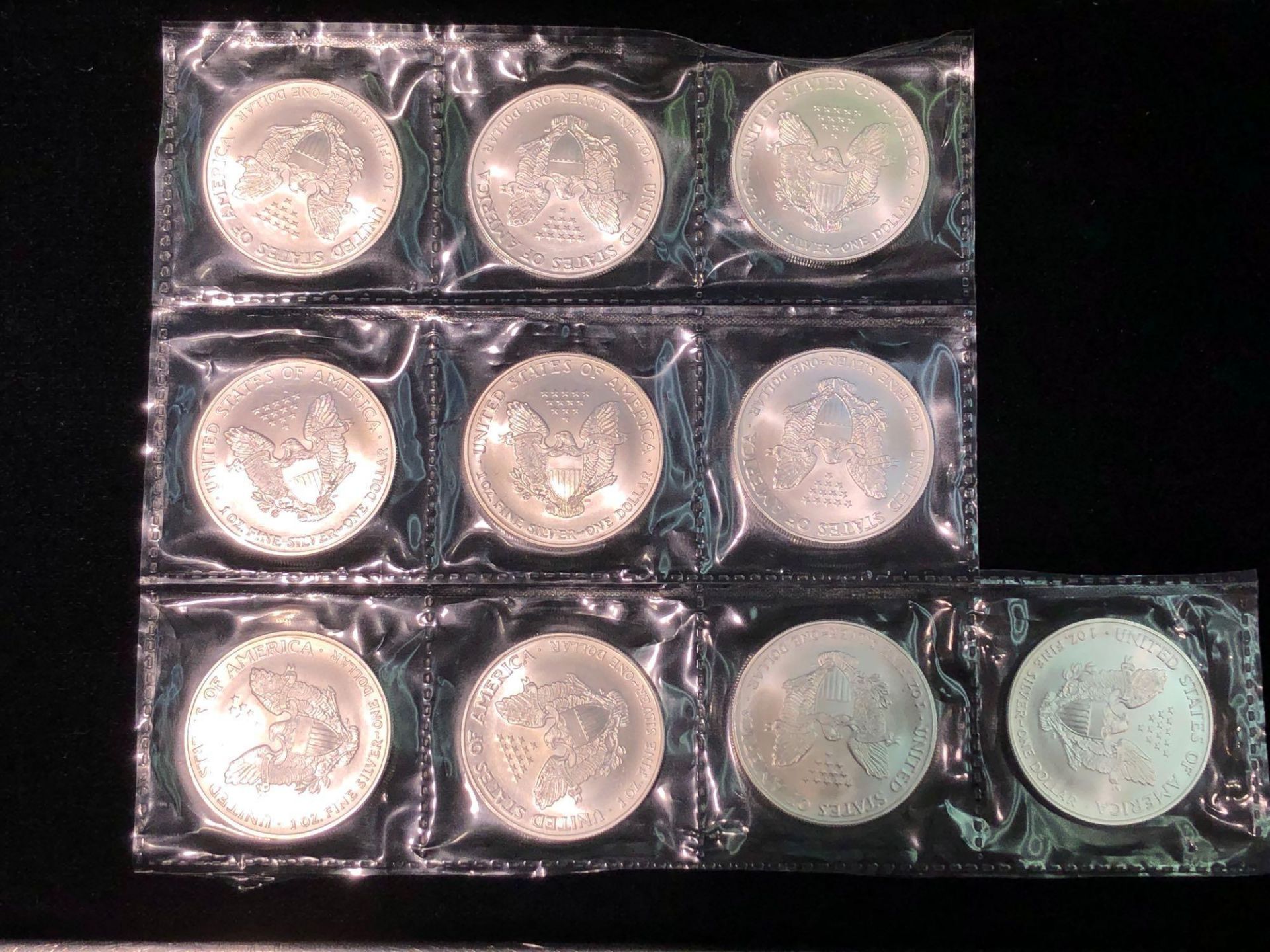 LOT OF 9 2004 AMERICAN EAGLE 1 OZT SILVER COINS SEALED IN PLASTIC - Bild 3 aus 8