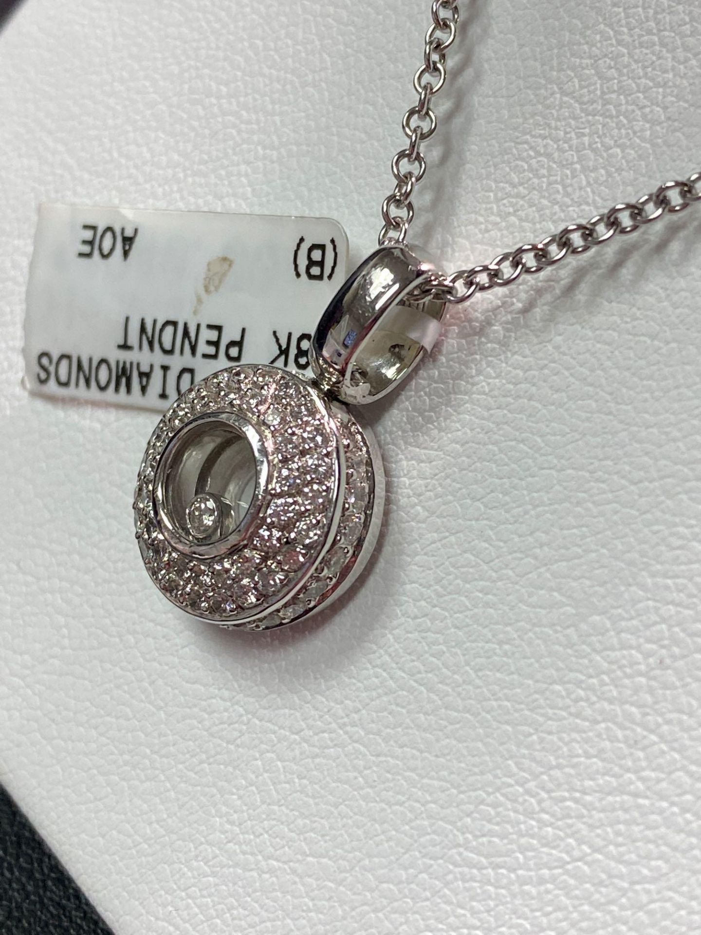 .80CT DIAMOND PENDANT 18K AND .80CT DIAMOND PAVE CIRCLE EARRINGS 18KW SET - Image 2 of 15