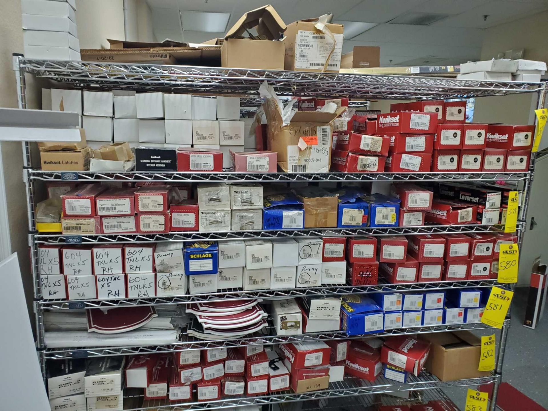 SHELF LOT OF KWICKSET APPROX 122 BOXES