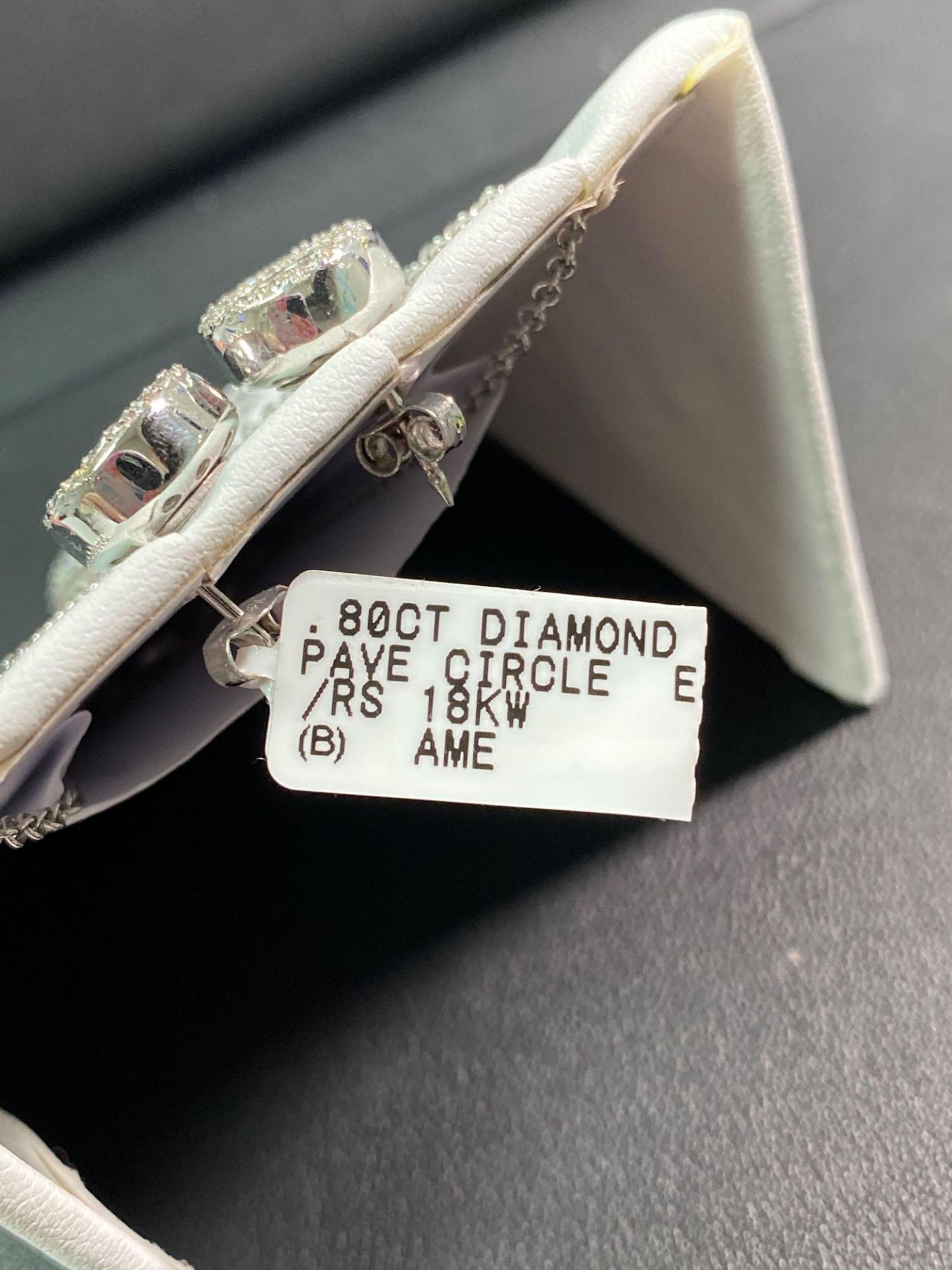 .80CT DIAMOND PENDANT 18K AND .80CT DIAMOND PAVE CIRCLE EARRINGS 18KW SET - Image 14 of 15