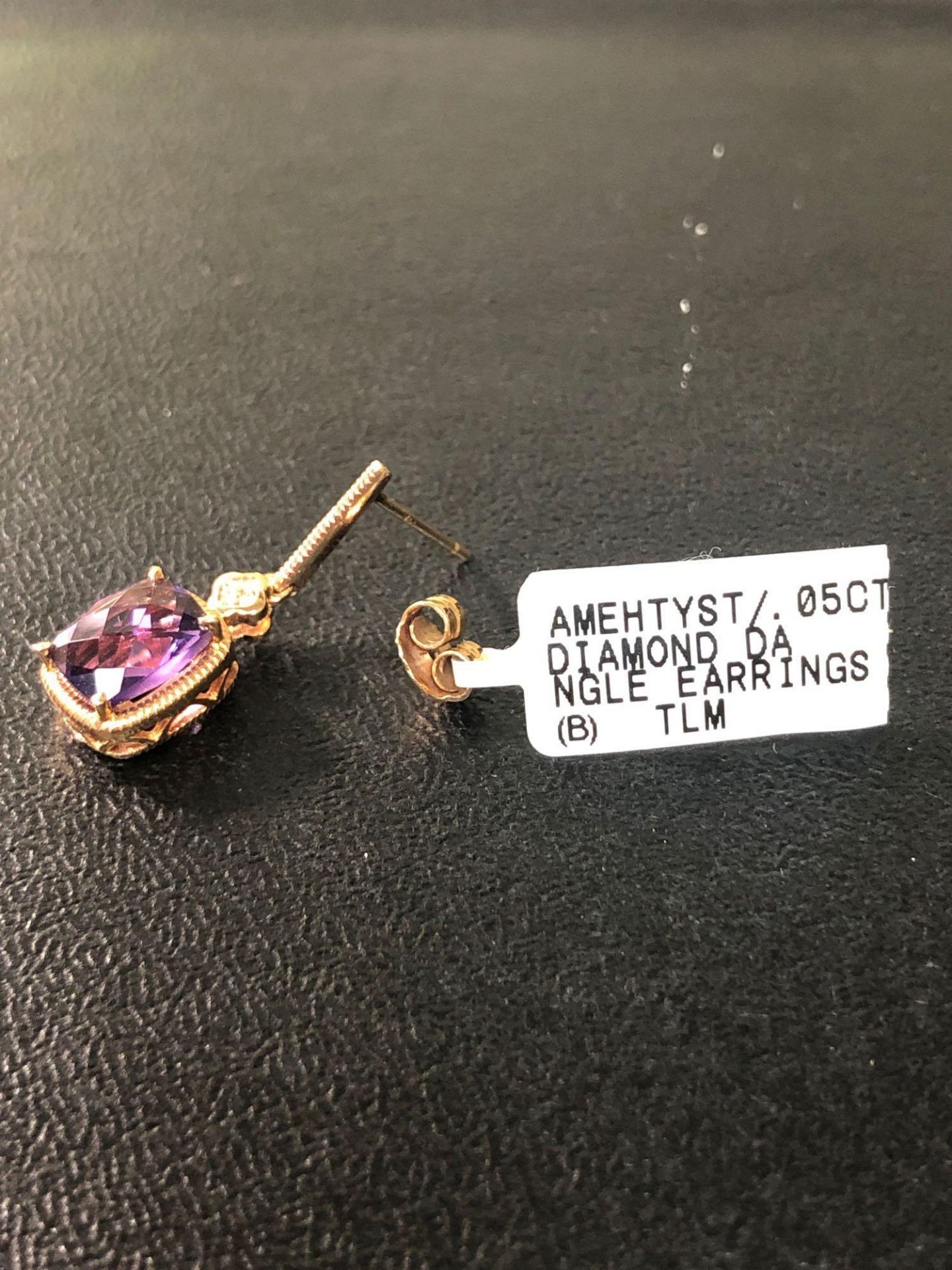 AMETHYST AND .05CT DIAMOND EARRINGS 14KT ROSE GOLD