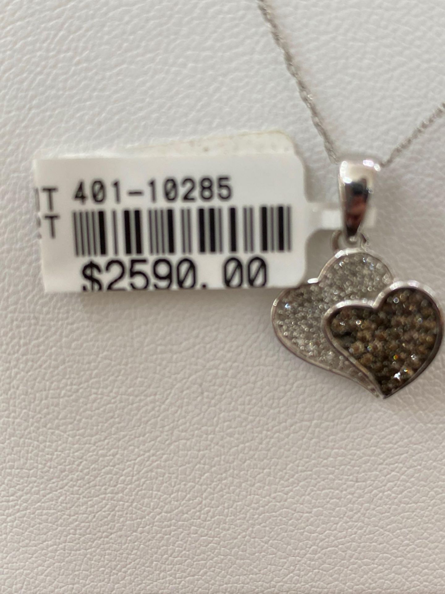 .40CT BROWN/WHITE DIA HEART PENDANT .35CT BROWN/WHITE DIAMOND HEART EARRINGS 10K - Image 5 of 7