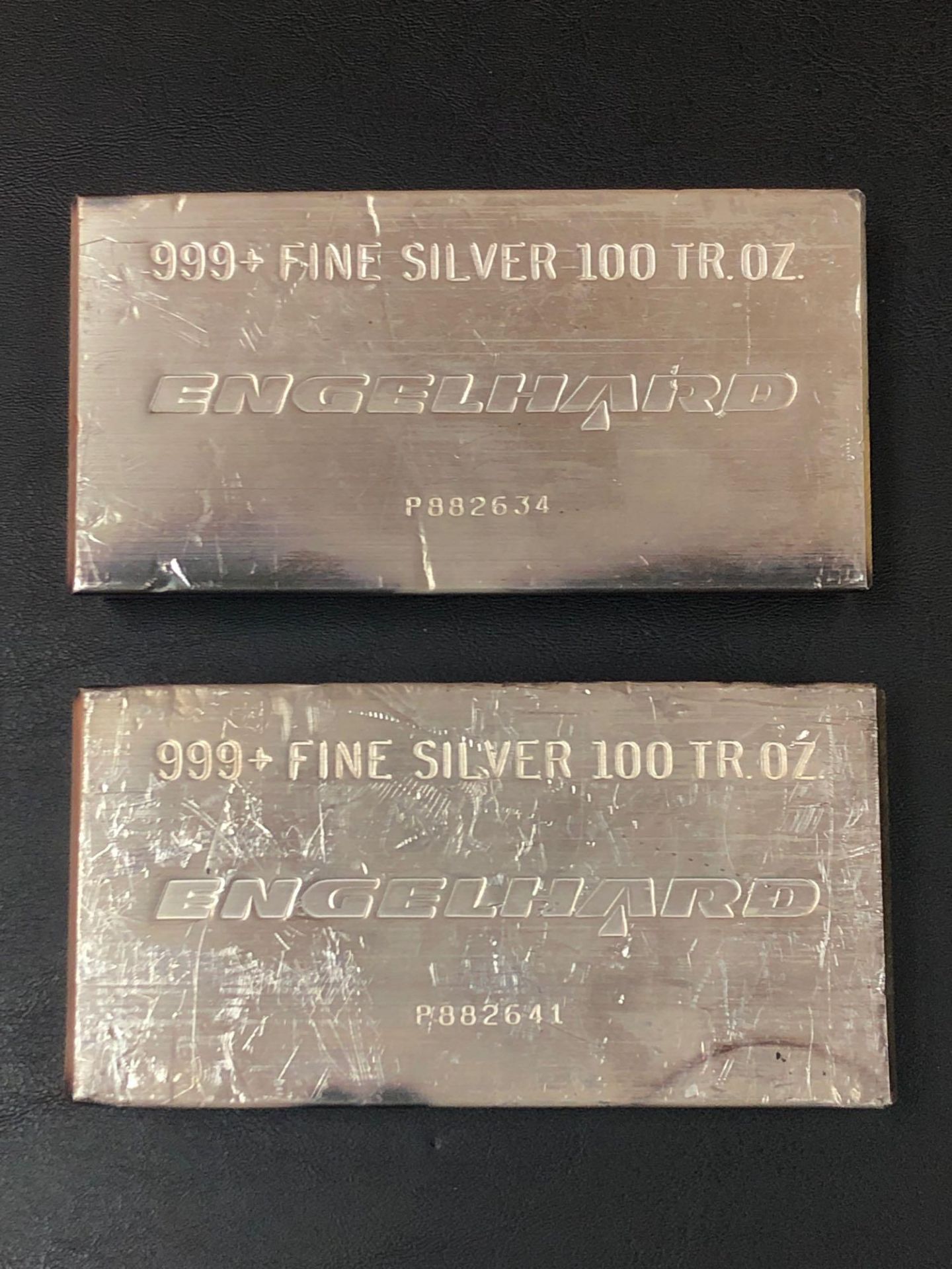 LOT OF (2) 100 OZT .999 FINE SILVER BARS, ENGELHARD