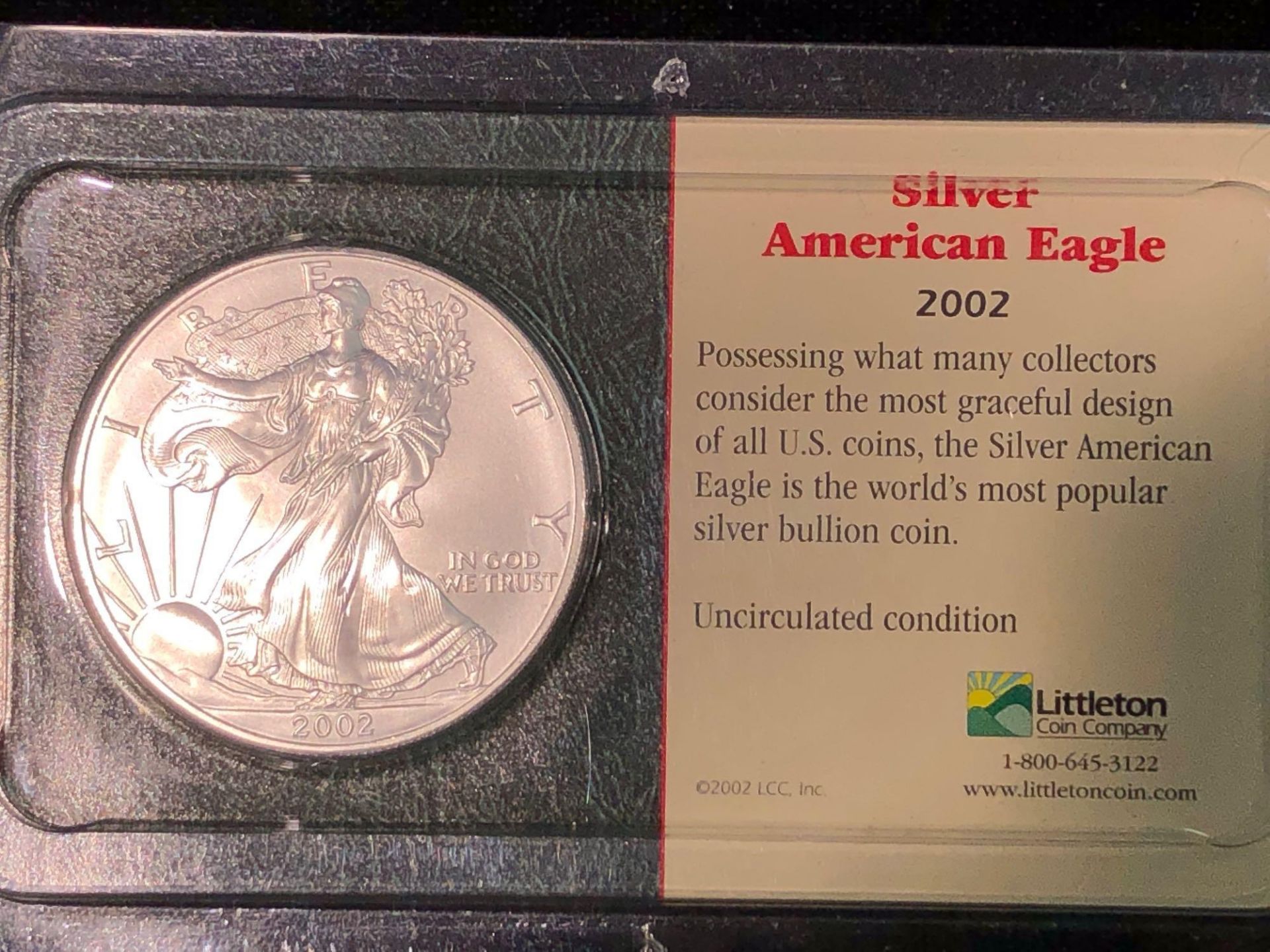 LOT OF 2 SILVER AMERICAN EAGLE COINS 1 OZT 2002 - Bild 7 aus 10