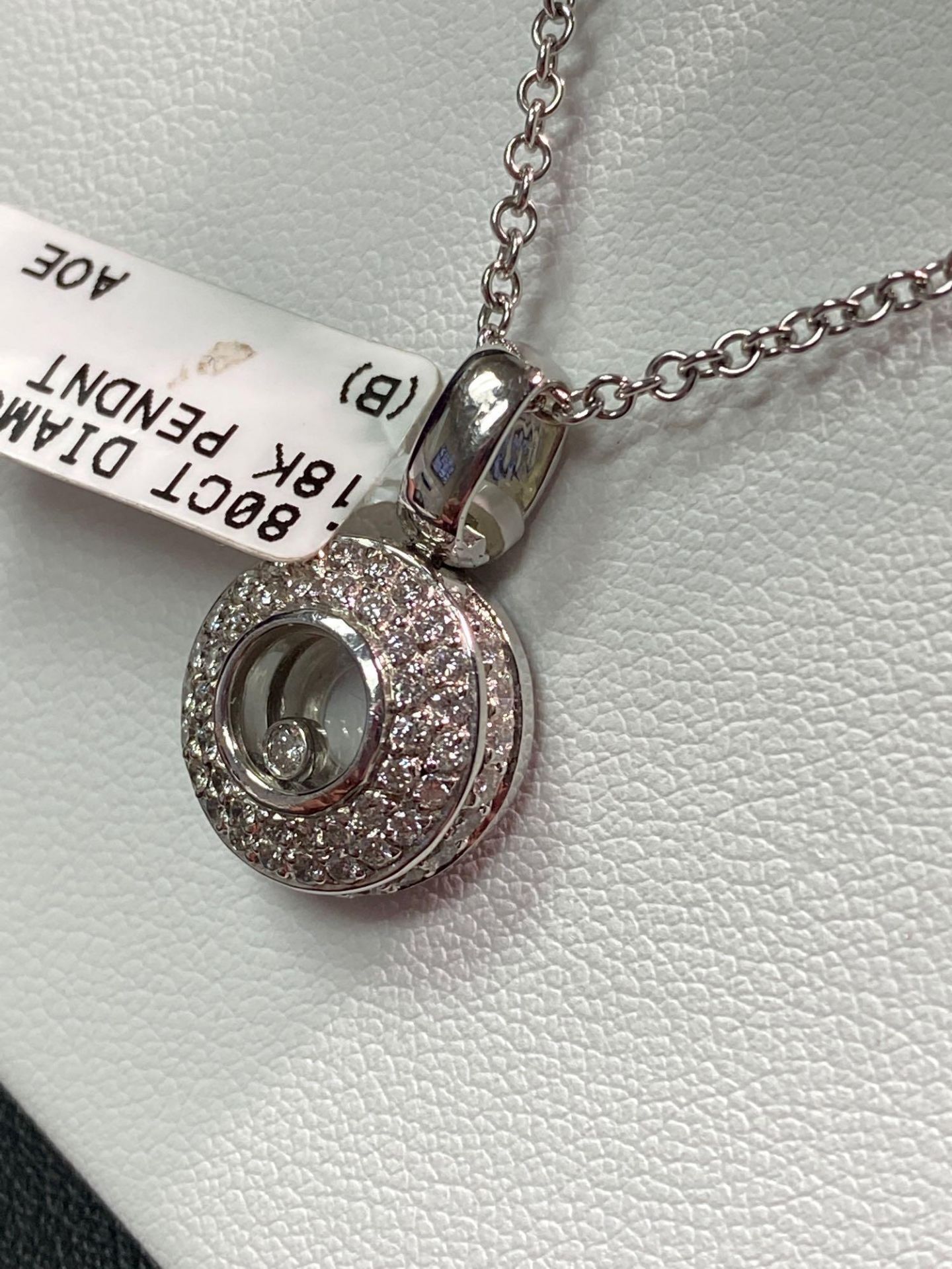 .80CT DIAMOND PENDANT 18K AND .80CT DIAMOND PAVE CIRCLE EARRINGS 18KW SET - Image 10 of 15