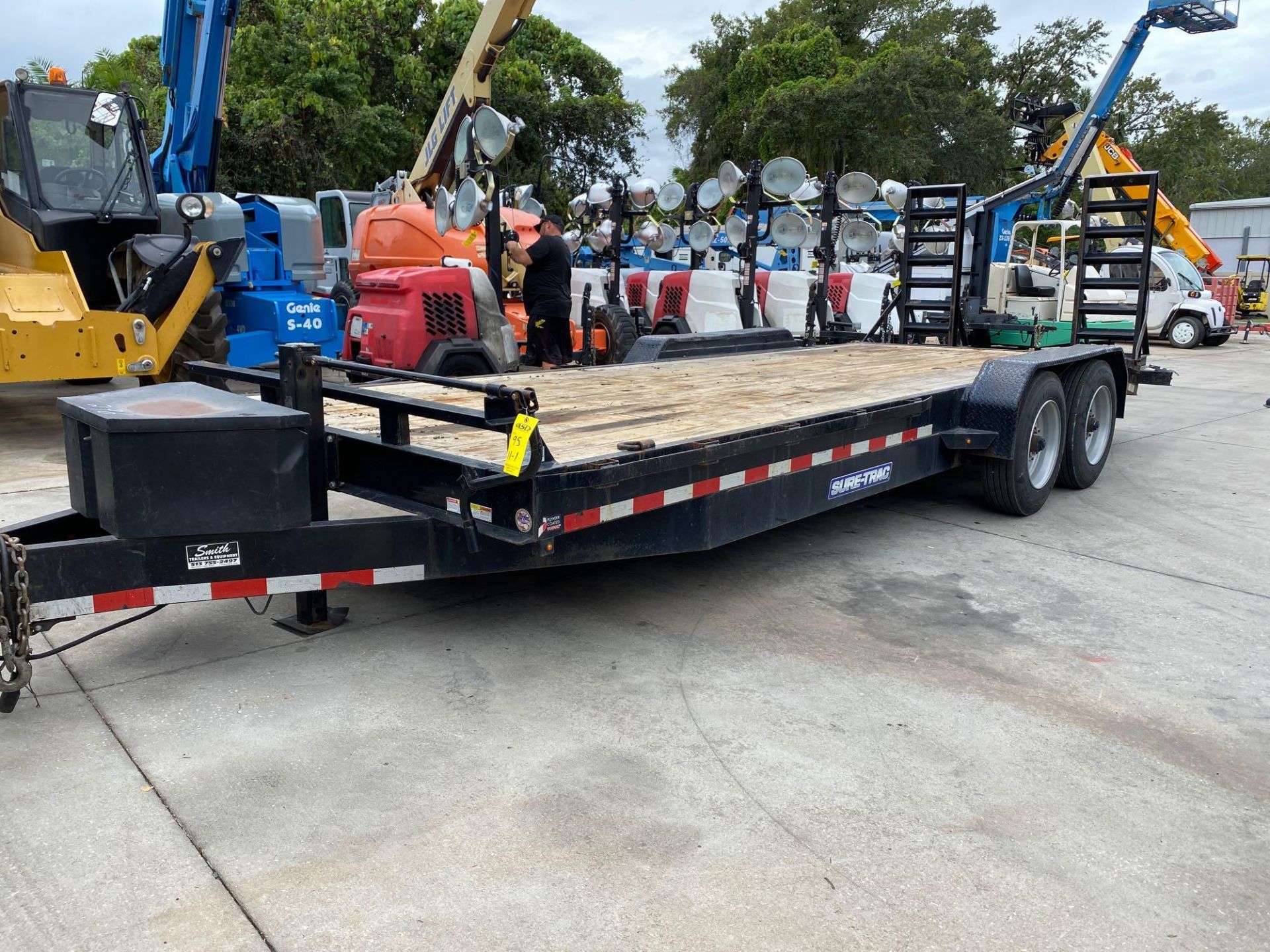 2018 SURE-TRAC DUAL AXLE TRAILER WITH FOLD DOWN RAMPS, 16,000 GVWR