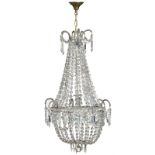 A crystal chandelier of the 'sac à perles' type, H 110 cm